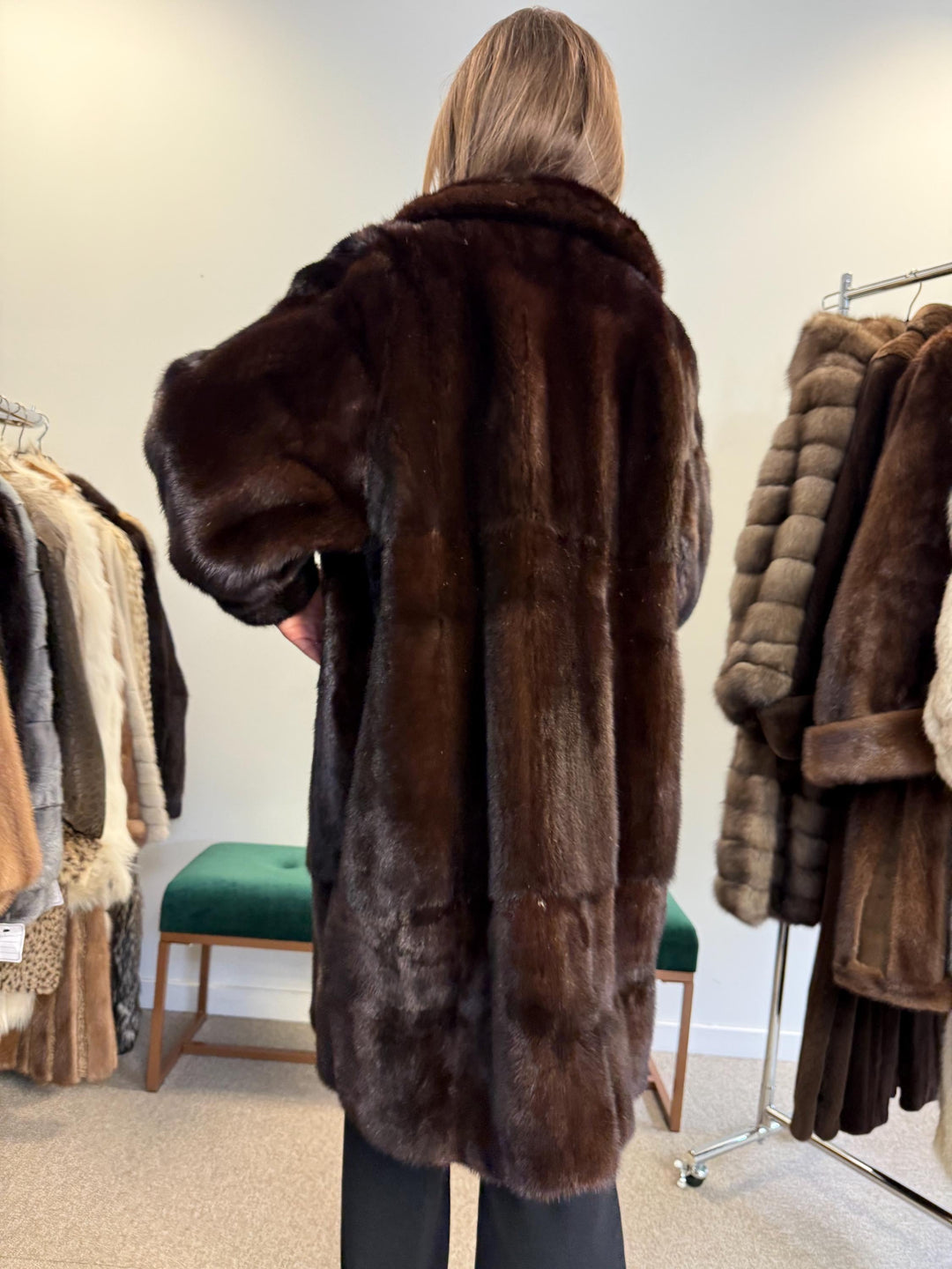 Mink Leather Coat, Large Size, Double Sided Coat, Brown Mink Coat, Vintage Fur Coat, Women's Fur Coat, Real Mink Fur Coat, Real Fur Coat