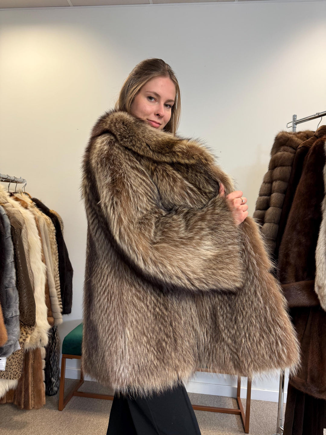 Soft Raccoon Fur Coat, Large Size, Real Fur Coat, Raccoon Coat, Silver Raccoon Fur, Vintage Fur Coat, Thick Raccoon Coat, Women's Fur Coat