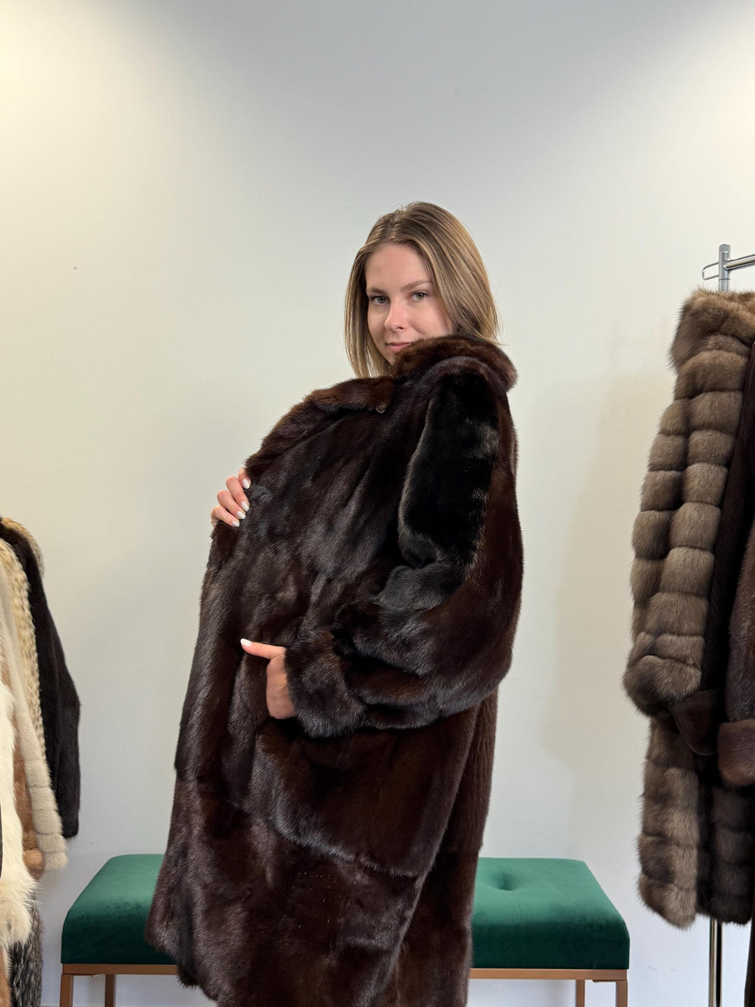 Mink Leather Coat, Large Size, Double Sided Coat, Brown Mink Coat, Vintage Fur Coat, Women's Fur Coat, Real Mink Fur Coat, Real Fur Coat