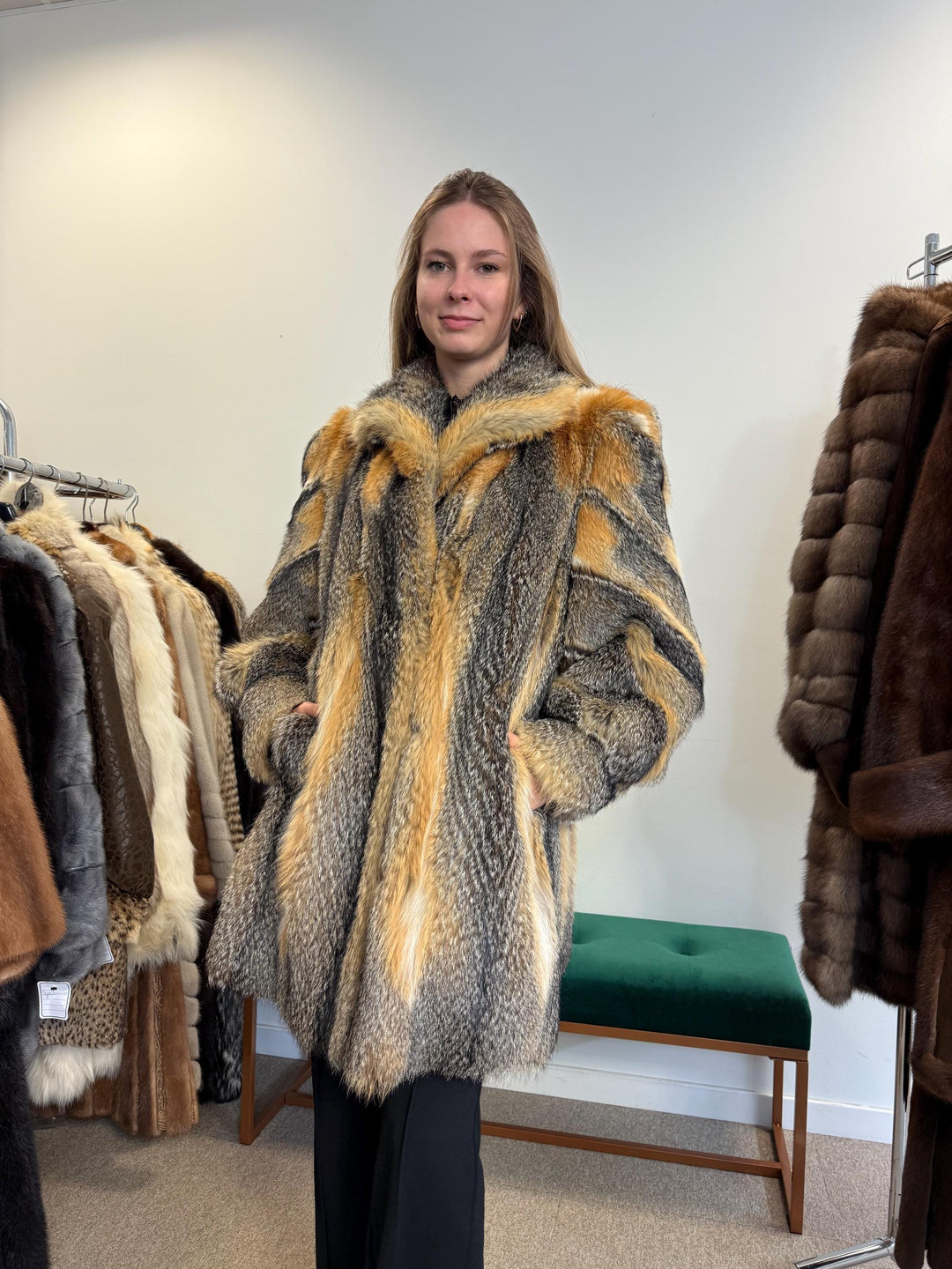 Grey Fox Fur Coat, Large Size, Women's Fur Coat, Real Fox Fur Coat, Vintage Fur Coat, Real Fur Coat, Grey Fox Fur, Nordic Fox, Real Fox Fur