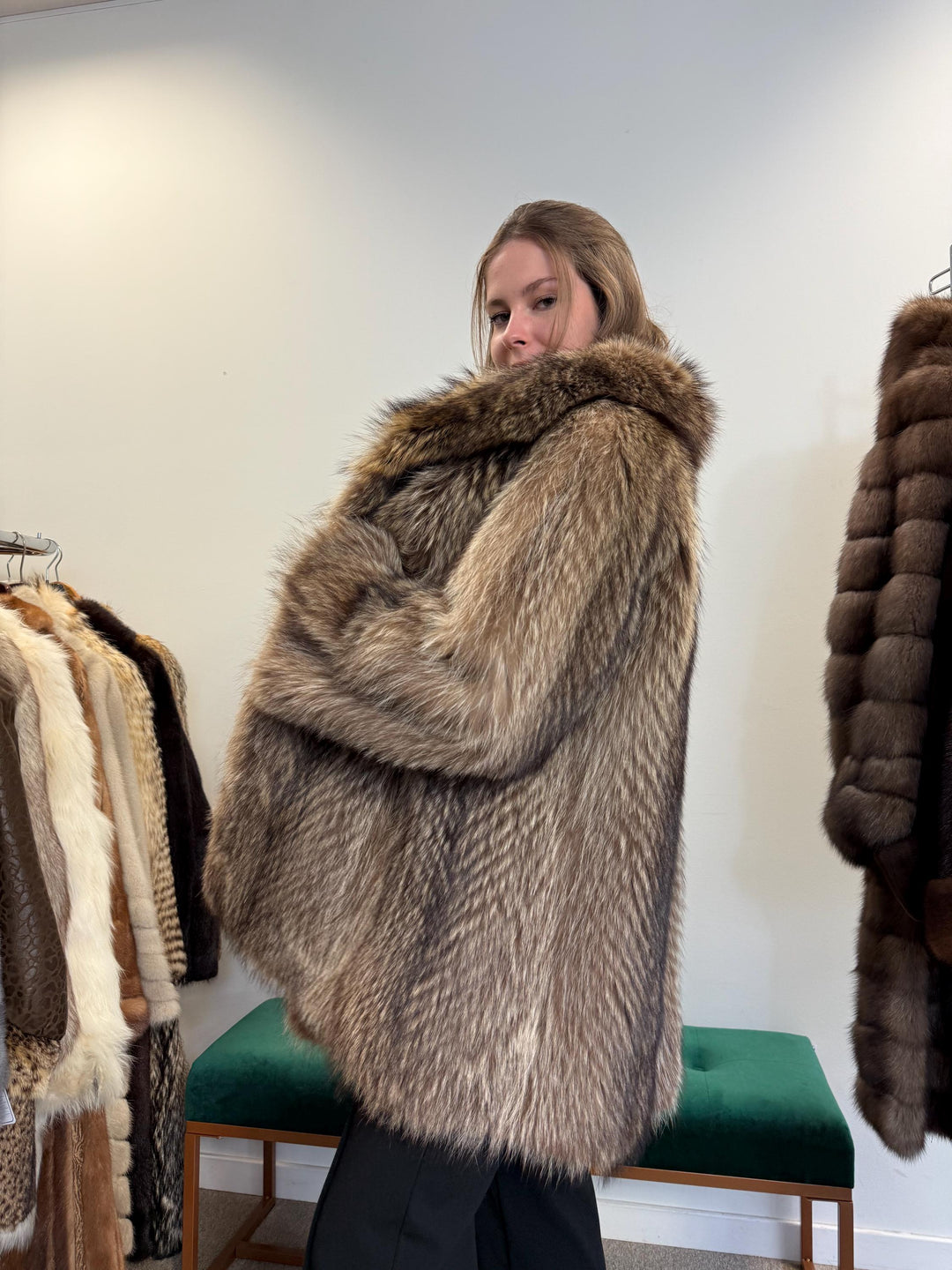 Soft Raccoon Fur Coat, Large Size, Real Fur Coat, Raccoon Coat, Silver Raccoon Fur, Vintage Fur Coat, Thick Raccoon Coat, Women's Fur Coat