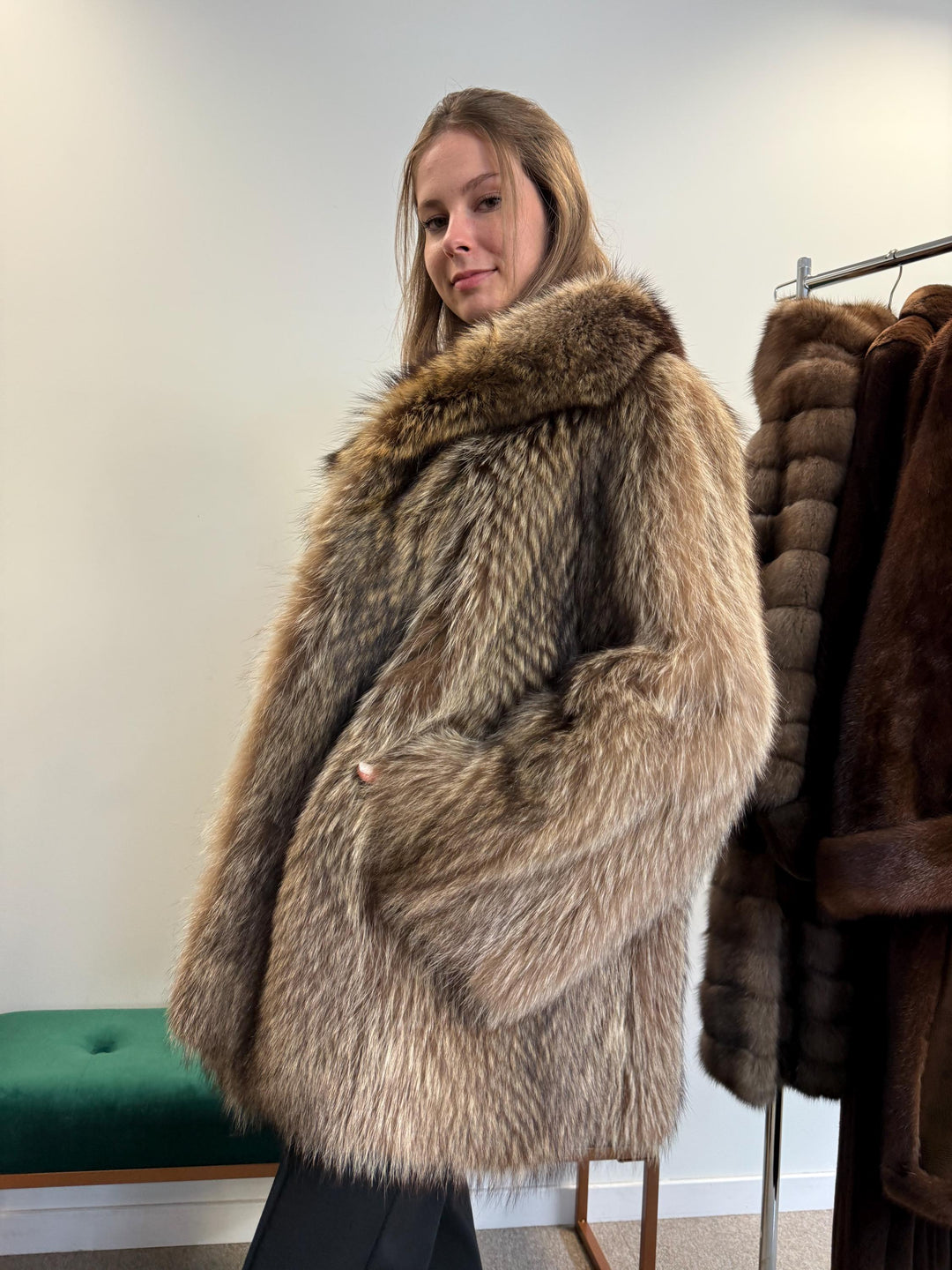 Soft Raccoon Fur Coat, Large Size, Real Fur Coat, Raccoon Coat, Silver Raccoon Fur, Vintage Fur Coat, Thick Raccoon Coat, Women's Fur Coat