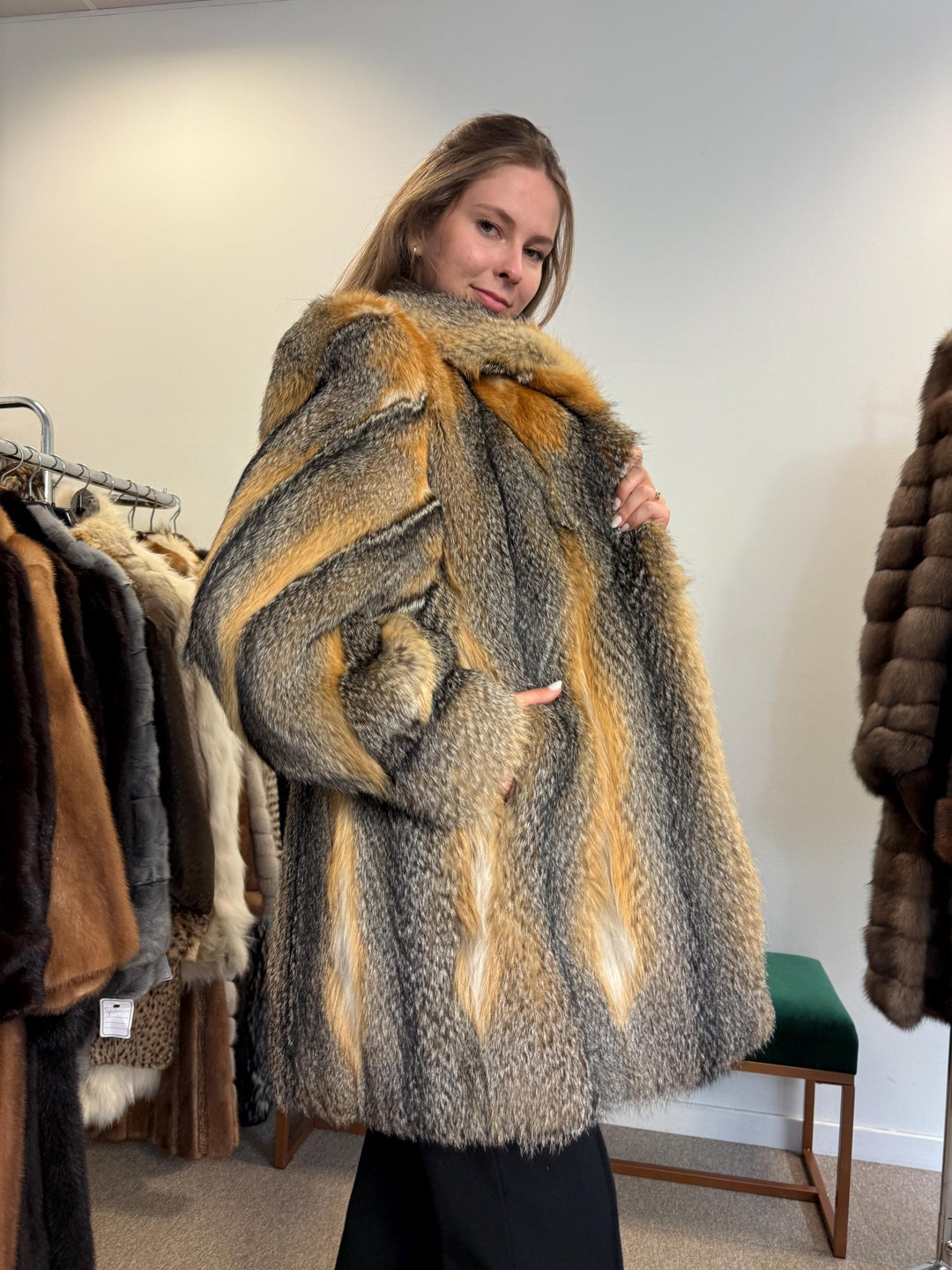 Grey Fox Fur Coat, Large Size, Women's Fur Coat, Real Fox Fur Coat, Vintage Fur Coat, Real Fur Coat, Grey Fox Fur, Nordic Fox, Real Fox Fur