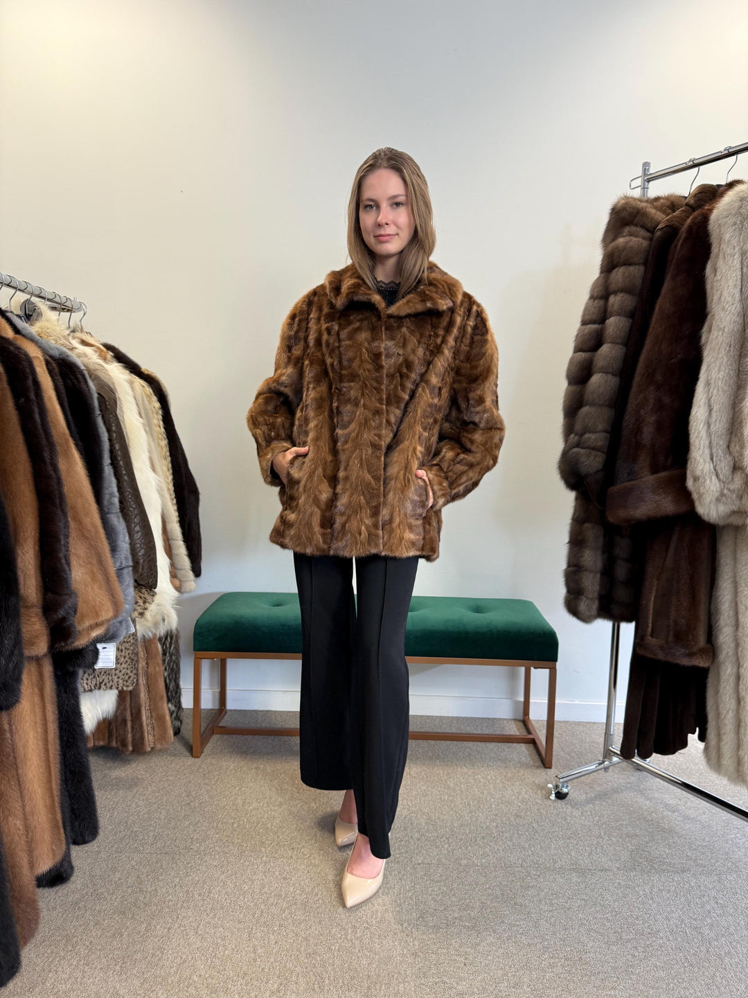 Pastel Brown Mink Jacket, XL Size, Mink Fur Jacket, Brown Mink Jacket, Women's Fur Coat, Vintage Fur Coat, Real Fur Coat, Pastel Mink, Mink
