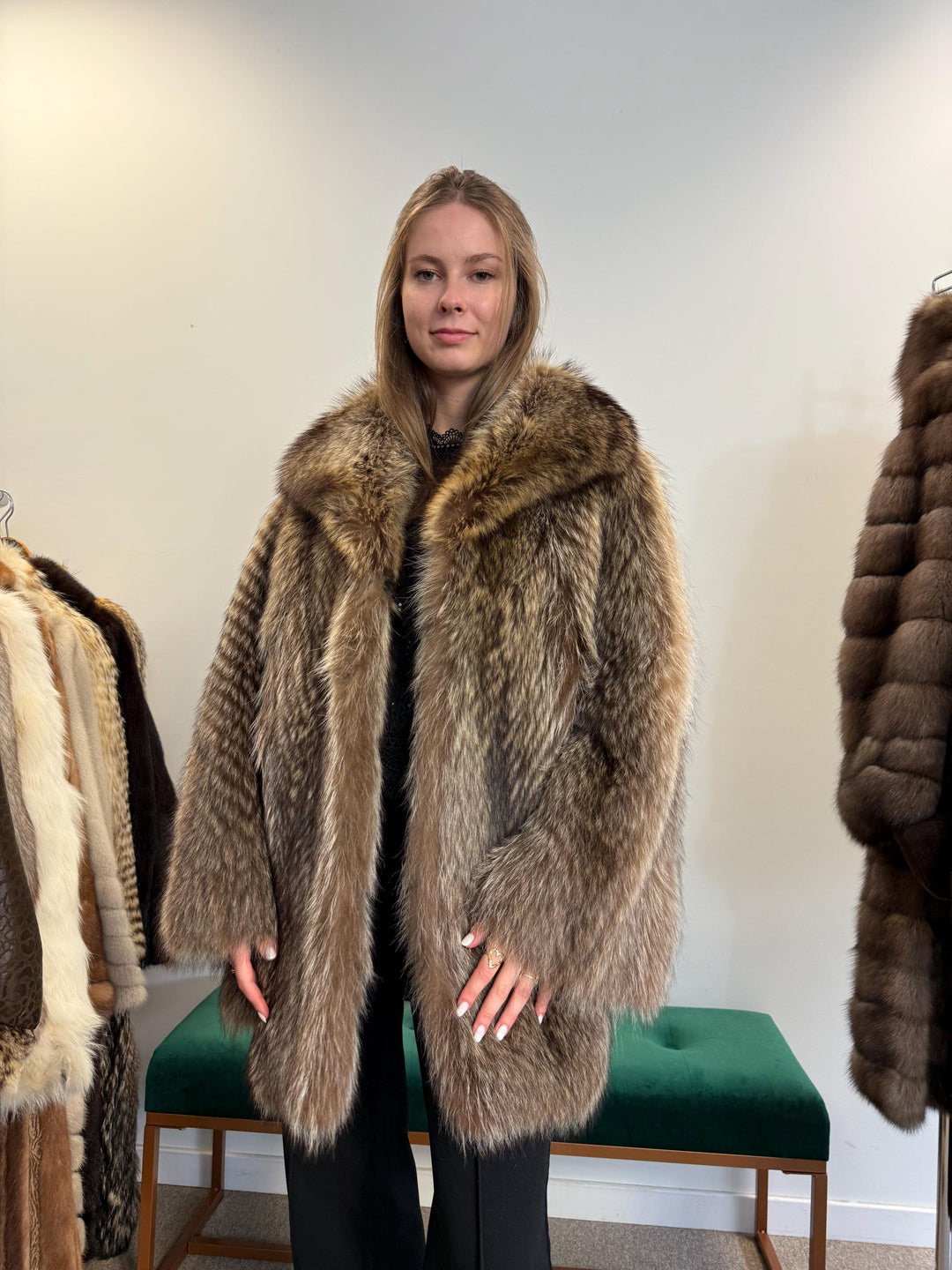 Soft Raccoon Fur Coat, Large Size, Real Fur Coat, Raccoon Coat, Silver Raccoon Fur, Vintage Fur Coat, Thick Raccoon Coat, Women's Fur Coat