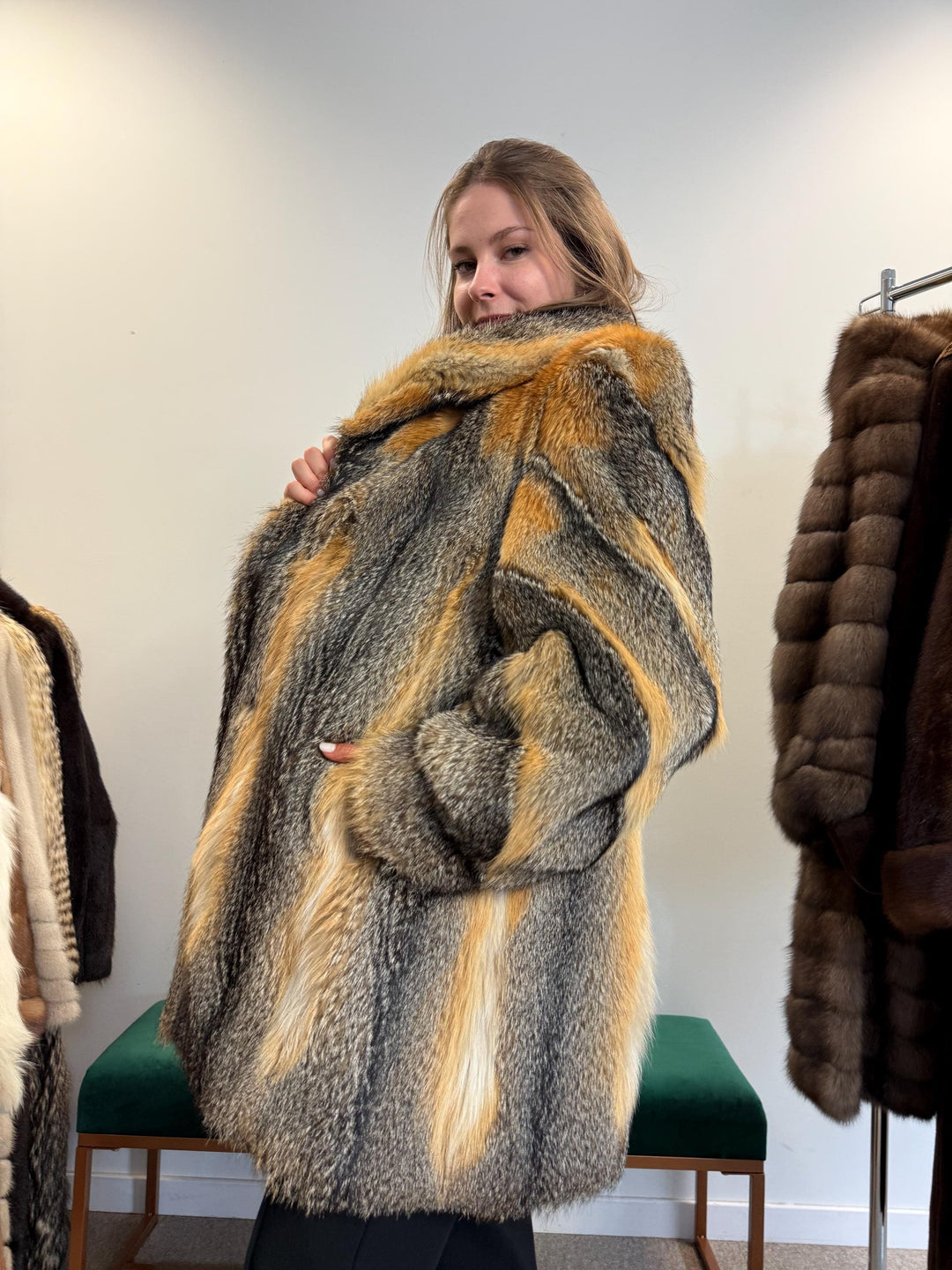 Grey Fox Fur Coat, Large Size, Women's Fur Coat, Real Fox Fur Coat, Vintage Fur Coat, Real Fur Coat, Grey Fox Fur, Nordic Fox, Real Fox Fur
