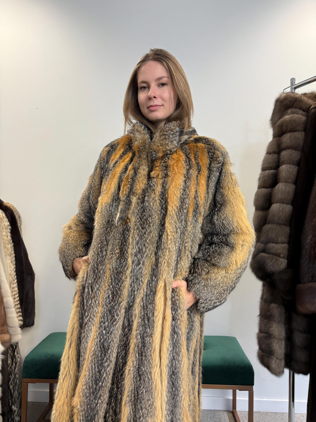 Long Grey Fox Fur Coat, L/XL Size, Women's Fur Coat, Real Fox Fur Coat, Vintage Fur Coat, Real Fur Coat, Grey Fox Fur, Nordic Fox, Real Fur