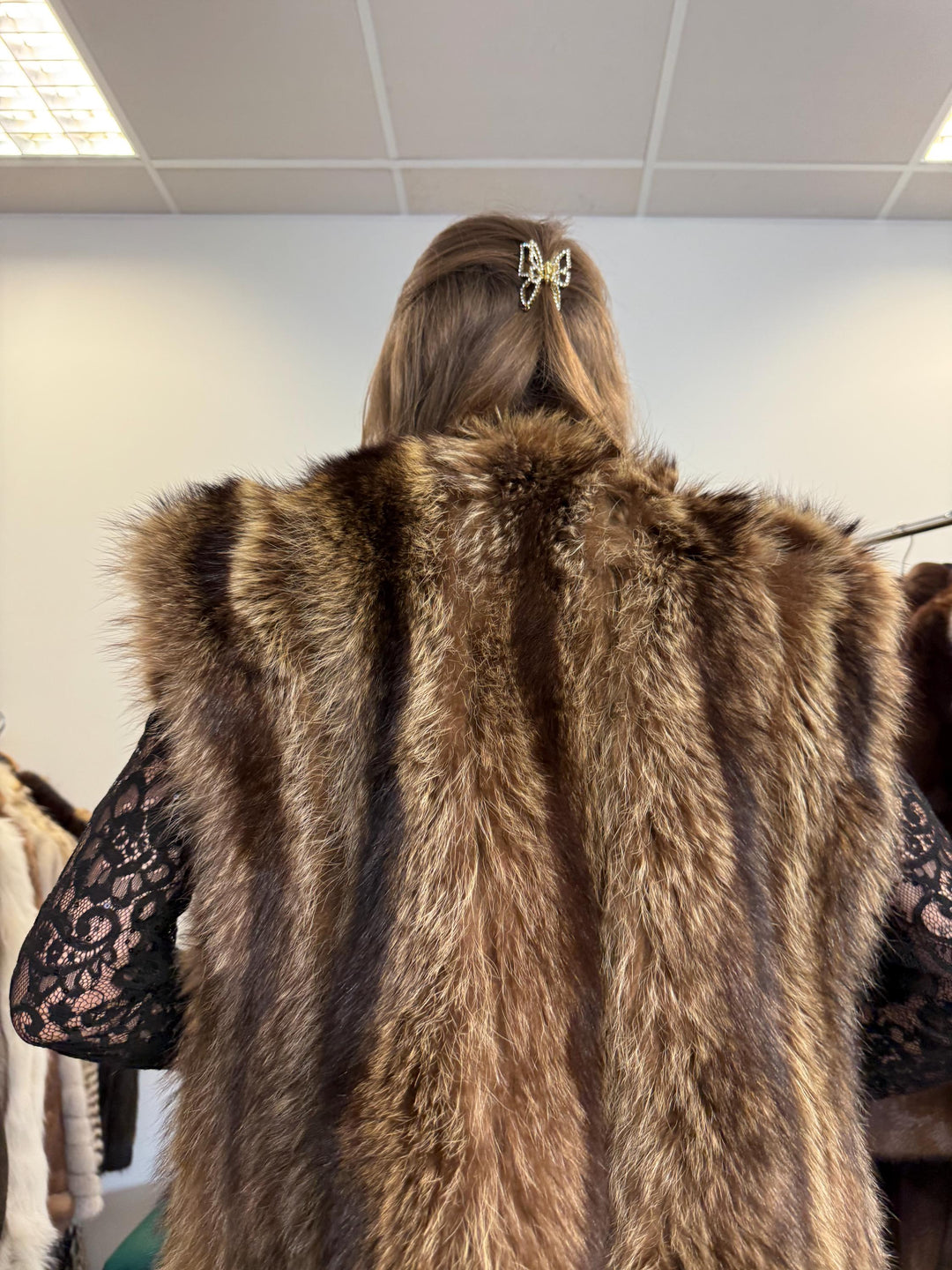 Raccoon Fur Vest, Large Size, Raccoon Vest Women, Real Fur Vest, Brown Raccoon Fur, Vintage Fur Vest, Short Fur Vest, Real Raccoon Fur Vest