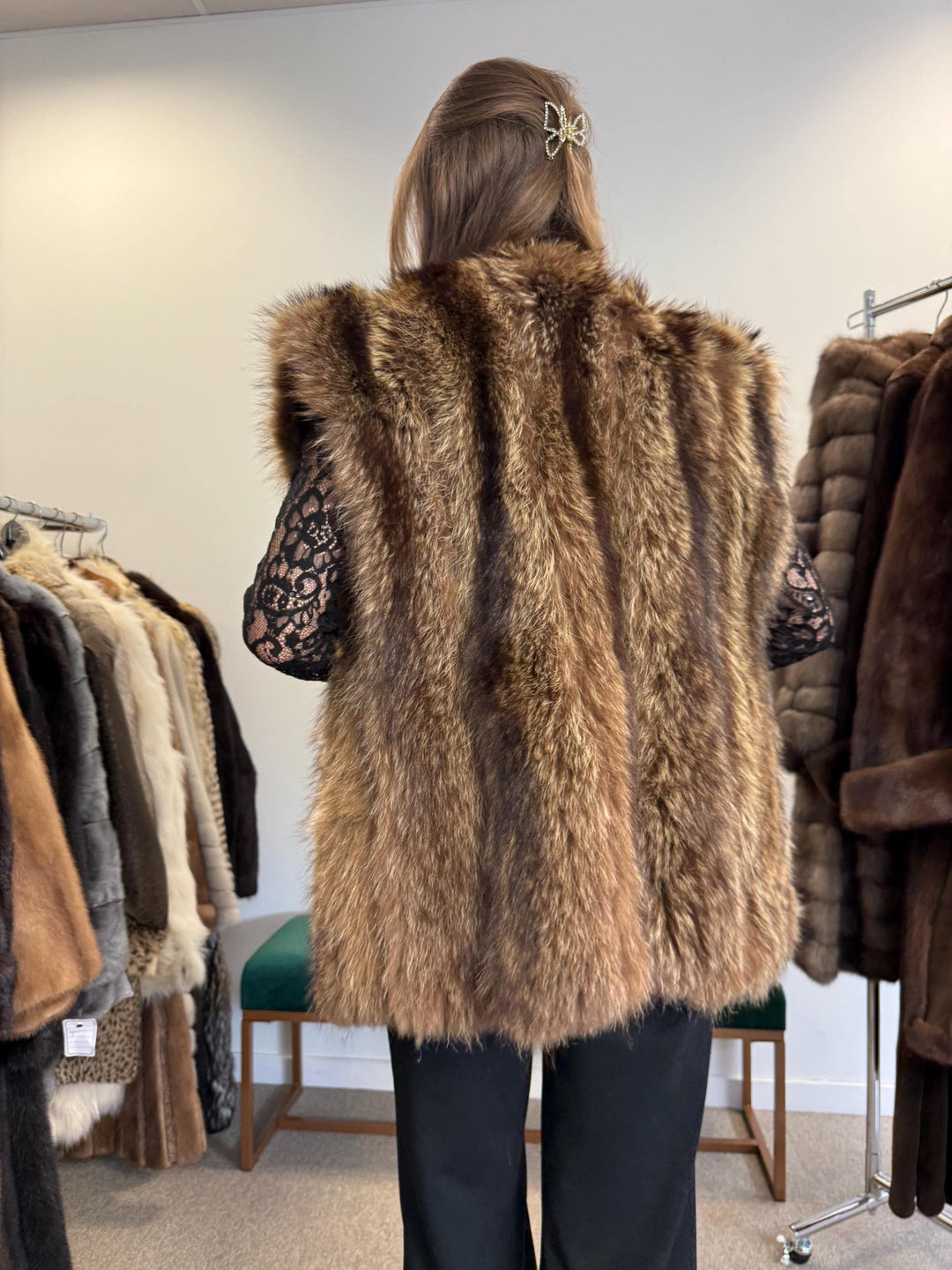 Raccoon Fur Vest, Large Size, Raccoon Vest Women, Real Fur Vest, Brown Raccoon Fur, Vintage Fur Vest, Short Fur Vest, Real Raccoon Fur Vest