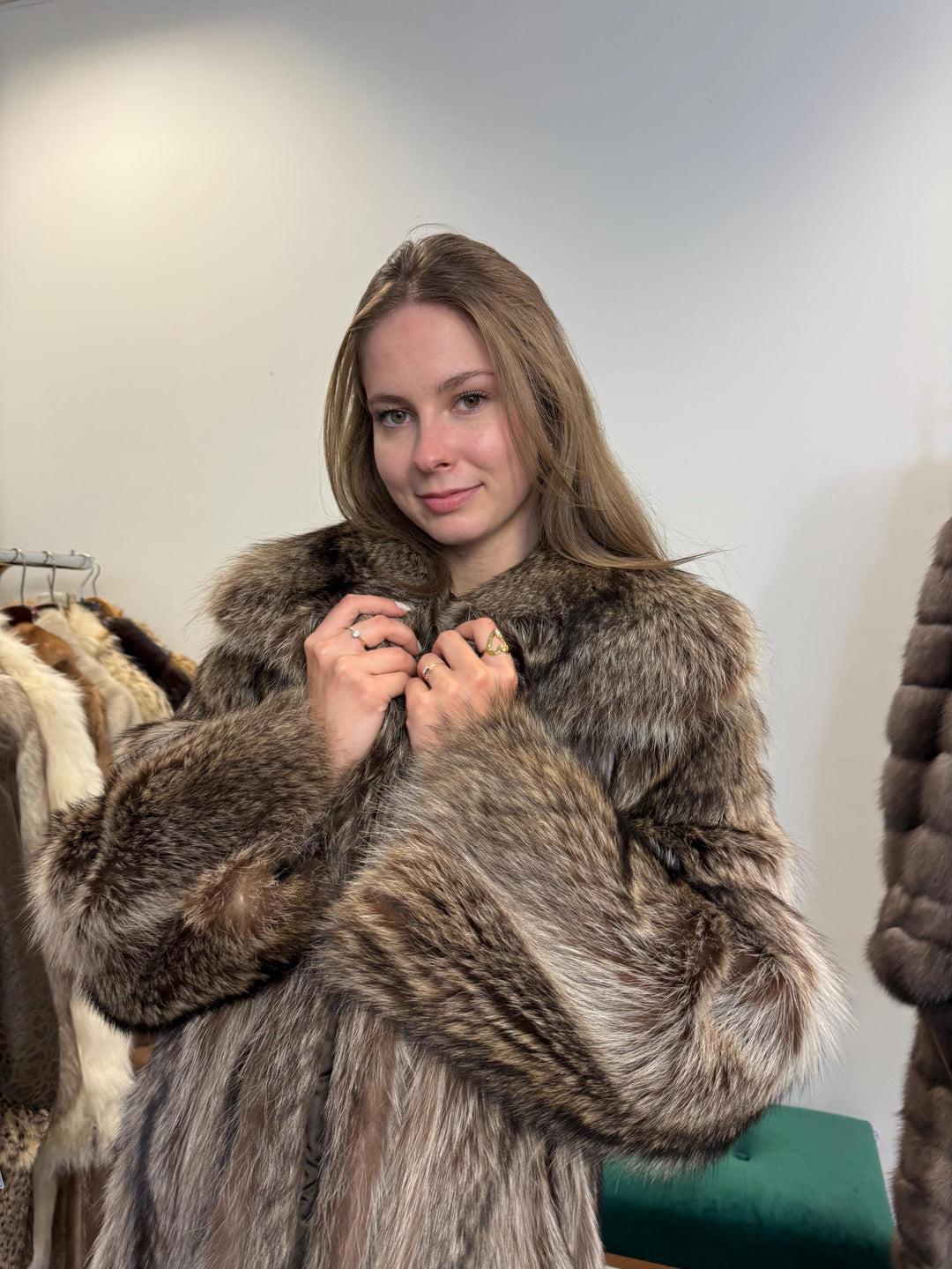 Raccoon Fur Coat, Large Size, Real Fur Coat, Raccoon Coat, Silver Raccoon Fur, Vintage Fur Coat, Soft Thick Raccoon Coat, Women's Fur Coat