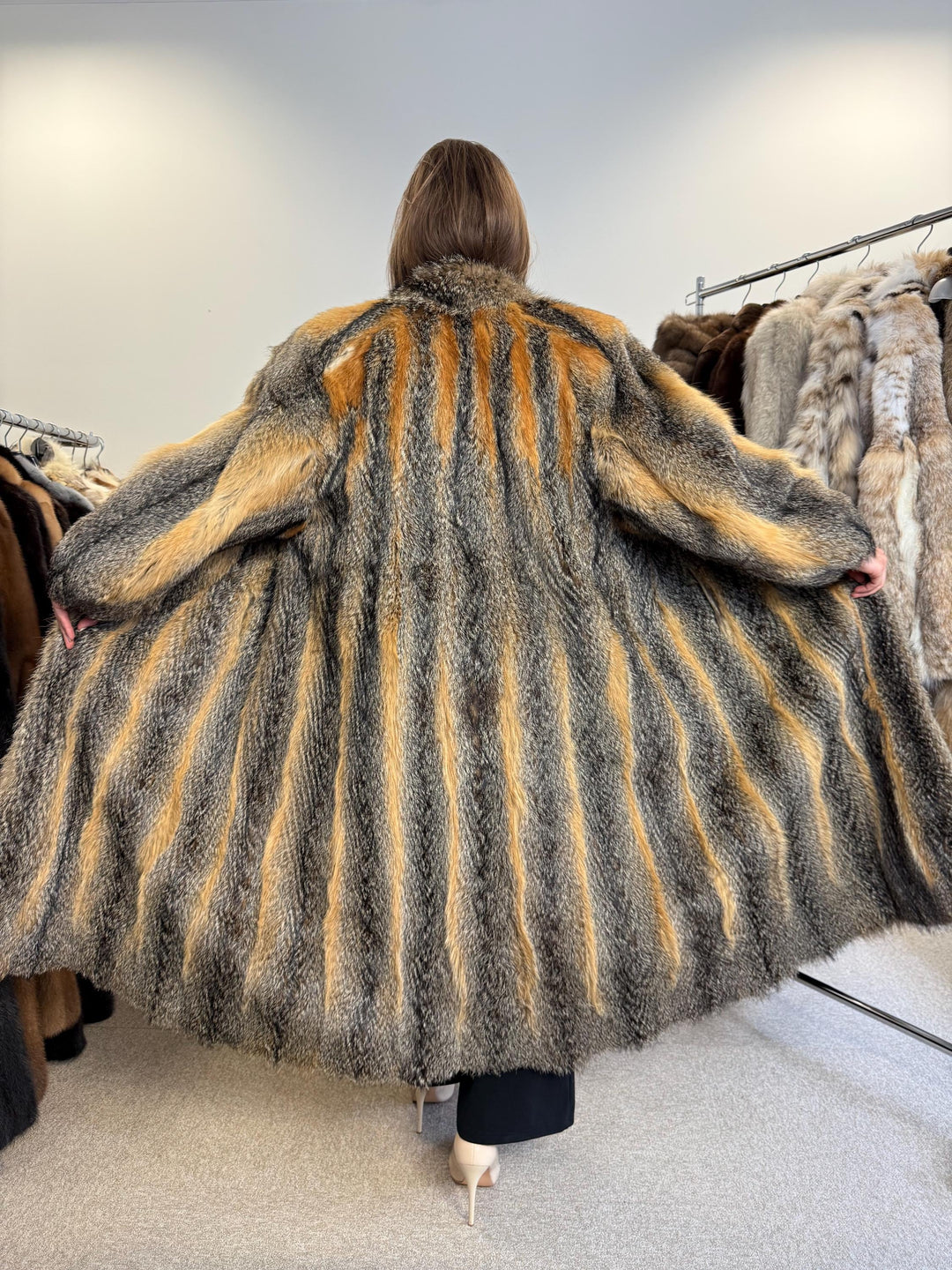 Long Grey Fox Fur Coat, L/XL Size, Women's Fur Coat, Real Fox Fur Coat, Vintage Fur Coat, Real Fur Coat, Grey Fox Fur, Nordic Fox, Real Fur