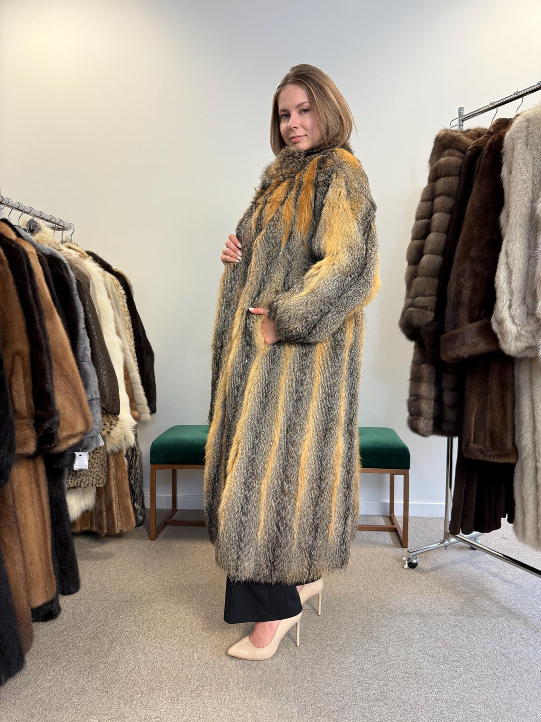 Long Grey Fox Fur Coat, L/XL Size, Women's Fur Coat, Real Fox Fur Coat, Vintage Fur Coat, Real Fur Coat, Grey Fox Fur, Nordic Fox, Real Fur