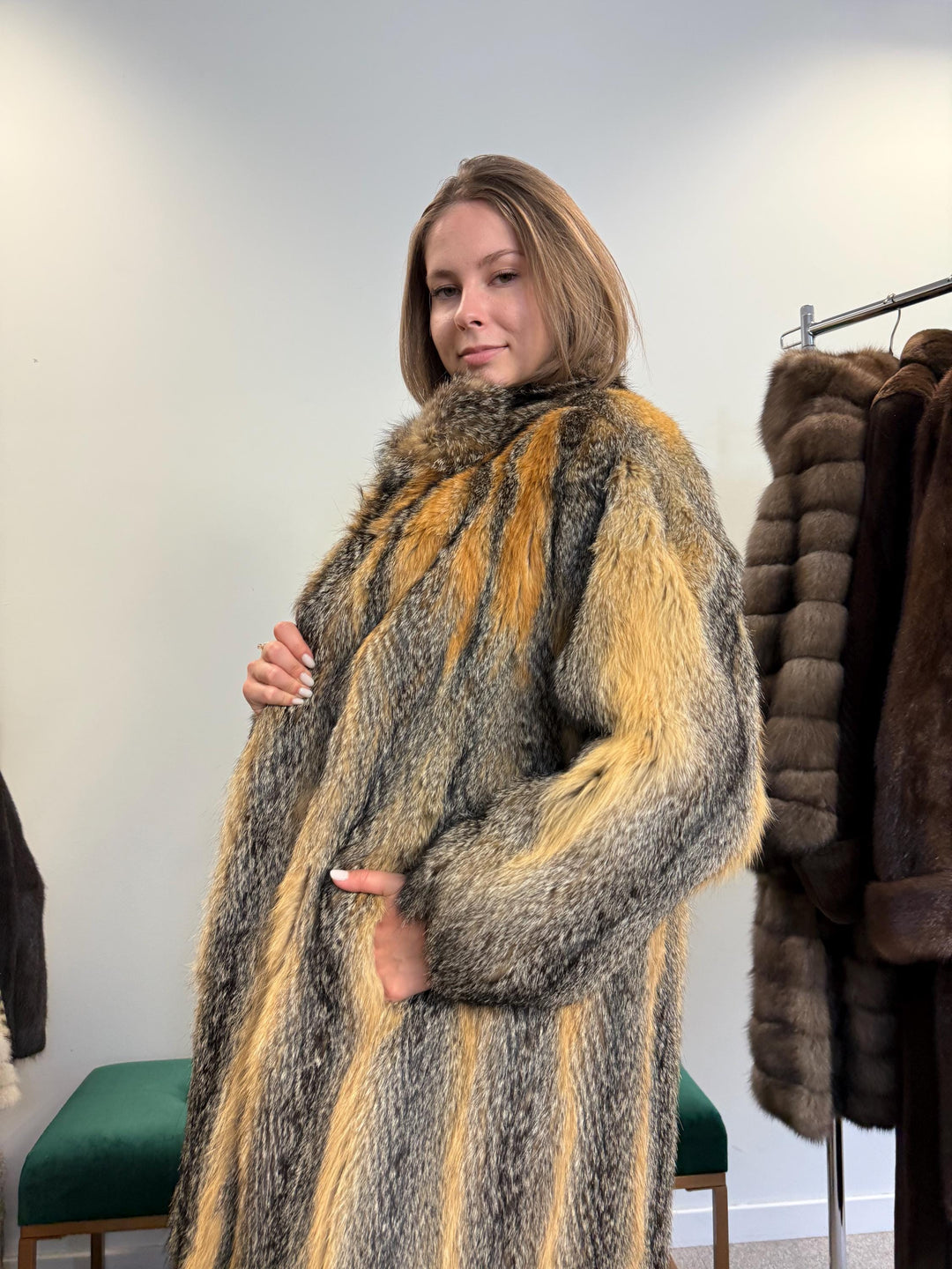 Long Grey Fox Fur Coat, L/XL Size, Women's Fur Coat, Real Fox Fur Coat, Vintage Fur Coat, Real Fur Coat, Grey Fox Fur, Nordic Fox, Real Fur