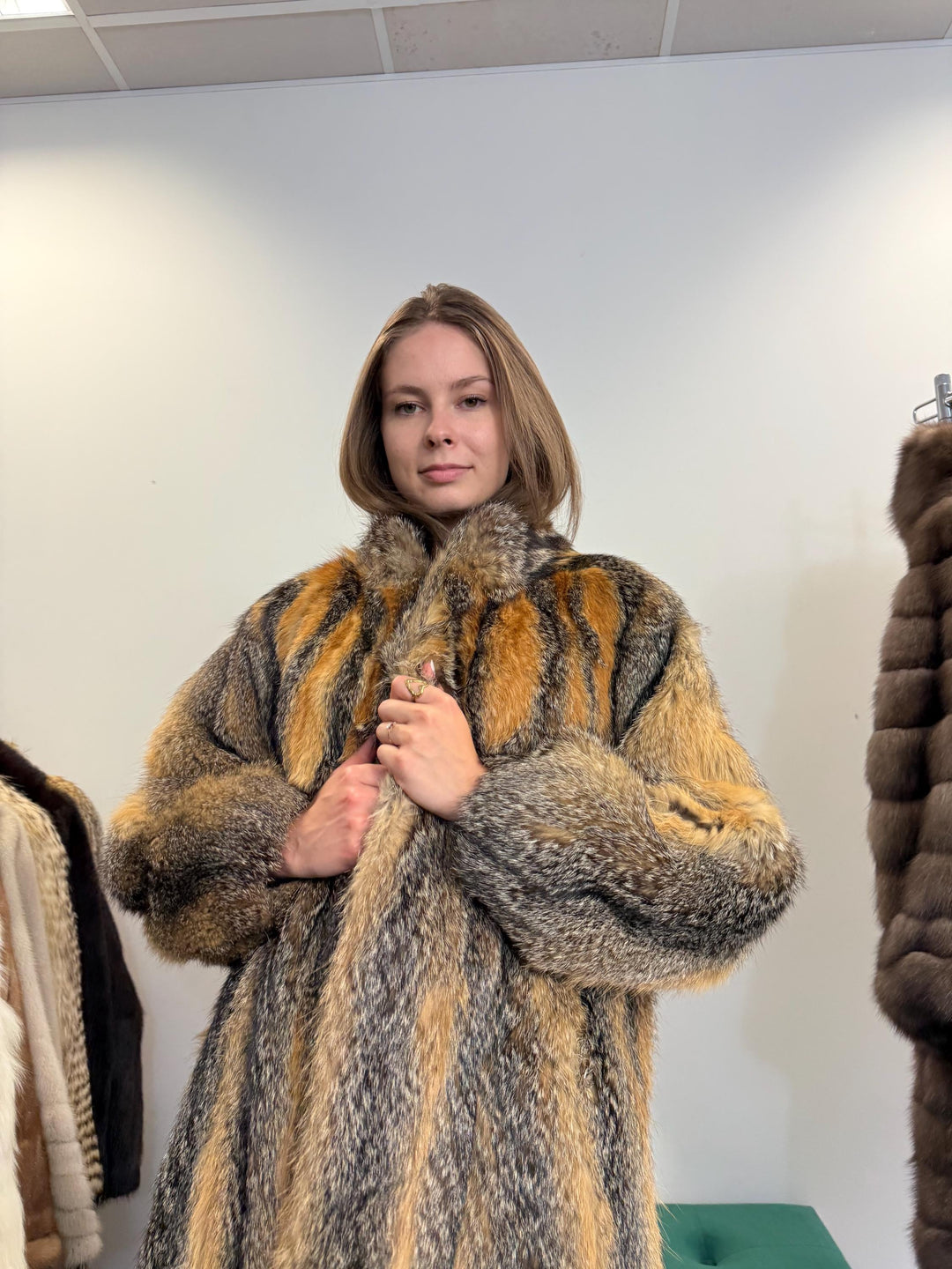 Long Grey Fox Fur Coat, L/XL Size, Women's Fur Coat, Real Fox Fur Coat, Vintage Fur Coat, Real Fur Coat, Grey Fox Fur, Nordic Fox, Real Fur
