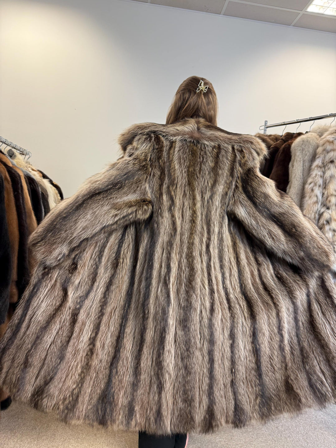 Raccoon Fur Coat, Large Size, Real Fur Coat, Raccoon Coat, Silver Raccoon Fur, Vintage Fur Coat, Soft Thick Raccoon Coat, Women's Fur Coat