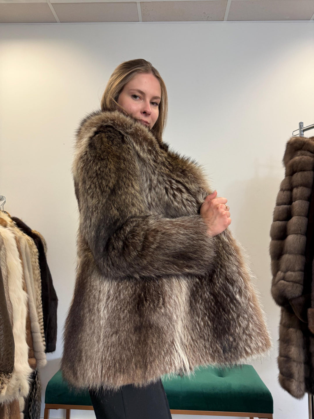 Raccoon Fur Jacket, Small Size, Real Fur Jacket, Raccoon Jacket, Silver Raccoon Coat, Vintage Fur Coat, Soft Fur Jacket, Women's Jacket, Fur