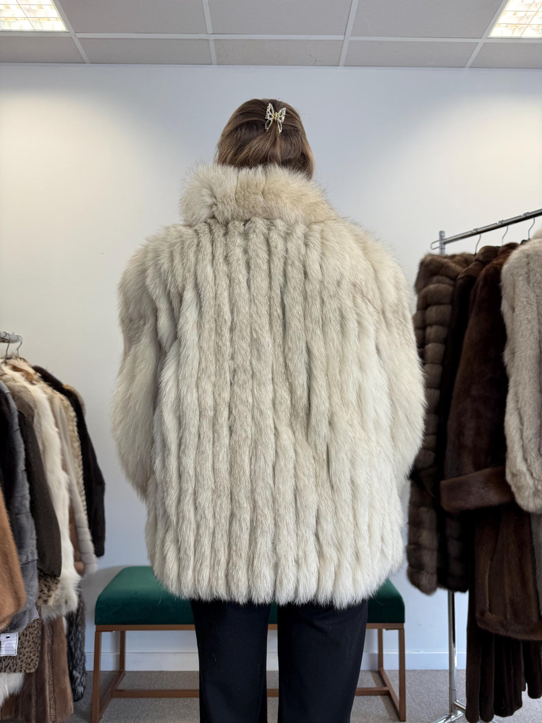 White Blue Fox Fur Jacket, Saga Fox Fur Jacket, Medium Size, Fur Jacket, Real Fox Fur, White Fox Fur Jacket, Vintage Fur Coat, Women's Coat