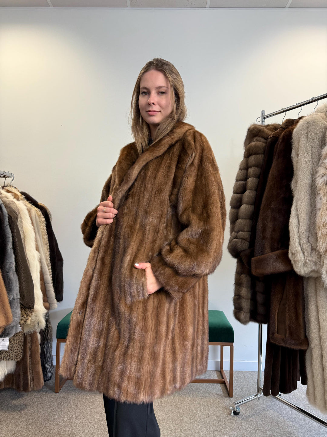 Light Brown Mink Coat, XL Size, Mink Fur Coat, Brown Mink Coat, Womens Fur Coat, Vintage Fur Coat, Real Fur Coat, Pastel Mink Coat, Mink Fur