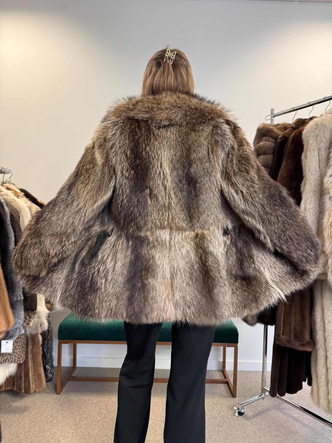 Raccoon Fur Jacket, Small Size, Real Fur Jacket, Raccoon Jacket, Silver Raccoon Coat, Vintage Fur Coat, Soft Fur Jacket, Women's Jacket, Fur