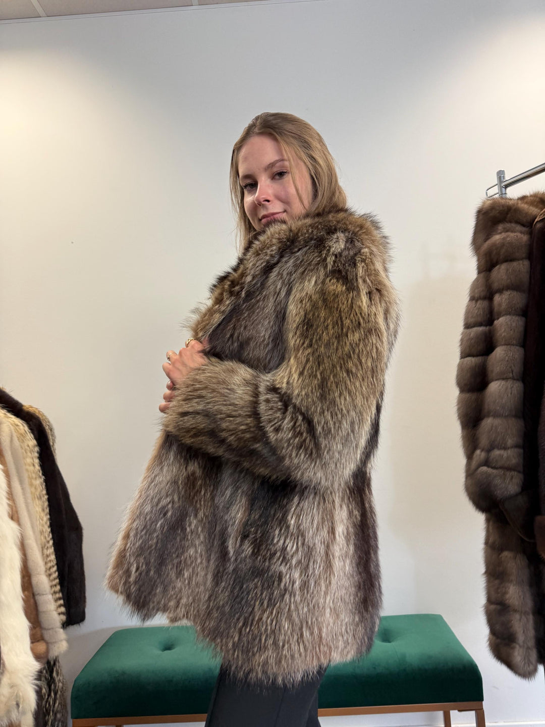 Raccoon Fur Jacket, Small Size, Real Fur Jacket, Raccoon Jacket, Silver Raccoon Coat, Vintage Fur Coat, Soft Fur Jacket, Women's Jacket, Fur