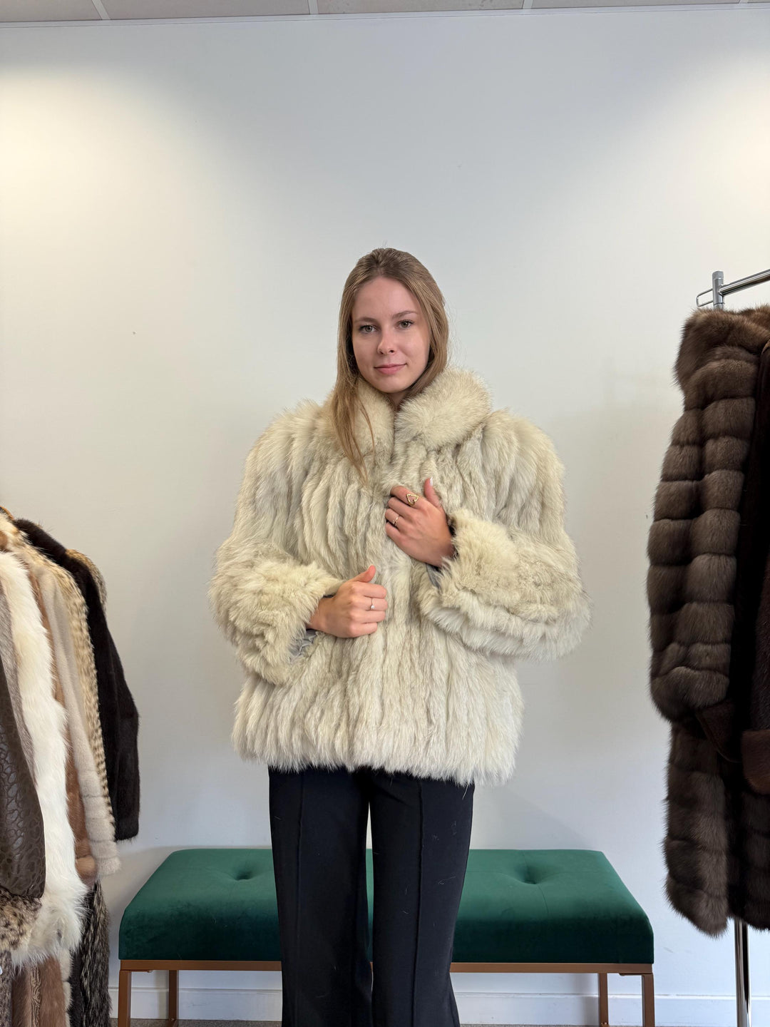 White Blue Fox Fur Jacket, Saga Fox Fur Jacket, Medium Size, Fur Jacket, Real Fox Fur, White Fox Fur Jacket, Vintage Fur Coat, Women's Coat
