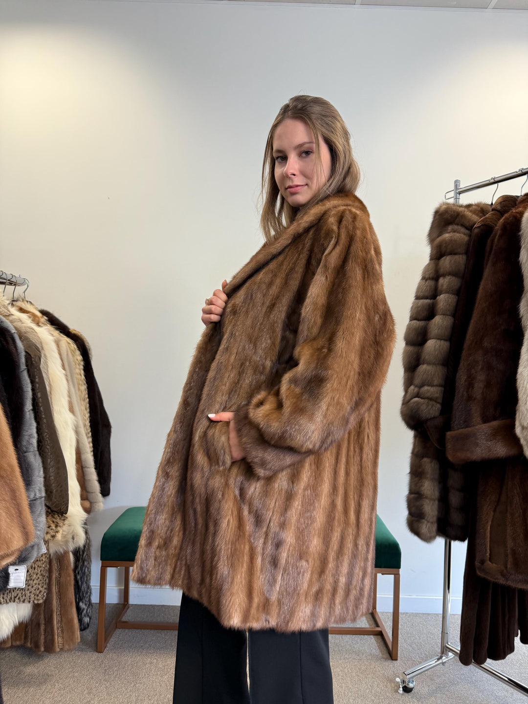Light Brown Mink Coat, XL Size, Mink Fur Coat, Brown Mink Coat, Womens Fur Coat, Vintage Fur Coat, Real Fur Coat, Pastel Mink Coat, Mink Fur