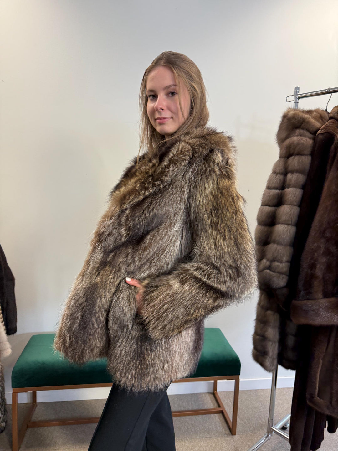 Raccoon Fur Jacket, Small Size, Real Fur Jacket, Raccoon Jacket, Silver Raccoon Coat, Vintage Fur Coat, Soft Fur Jacket, Women's Jacket, Fur