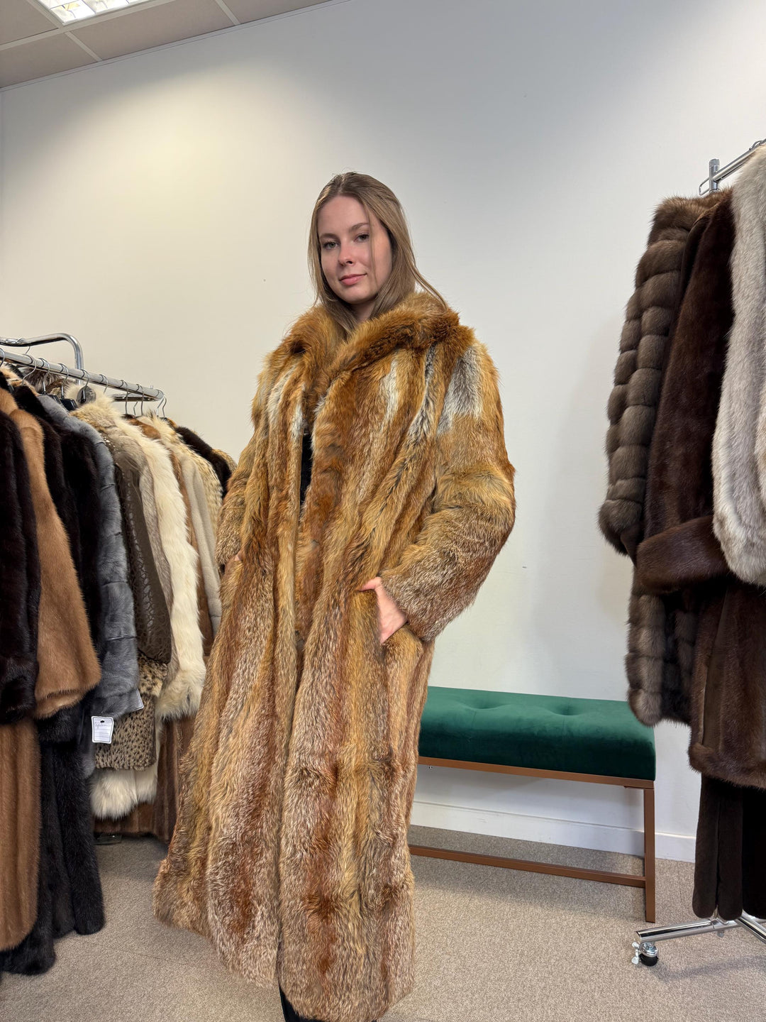 Long Red Fox Fur Coat, Small Size, Red Fox Fur Coat, Fox Fur Coat, Real Fox Fur Coat, Vintage Fur Coat, Red Fox Fur Jacket, Canadian Fox Fur