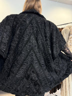 Black Astrakhan Fur Vest, Size XL/XXL
