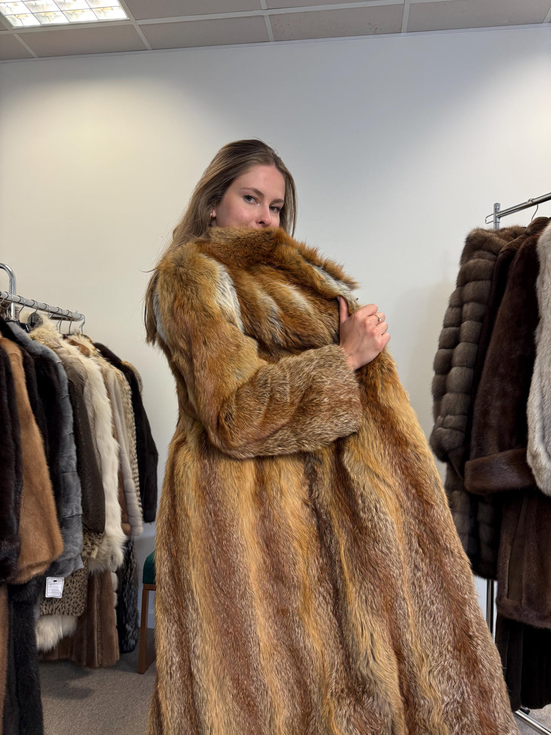 Long Red Fox Fur Coat, Small Size, Red Fox Fur Coat, Fox Fur Coat, Real Fox Fur Coat, Vintage Fur Coat, Red Fox Fur Jacket, Canadian Fox Fur
