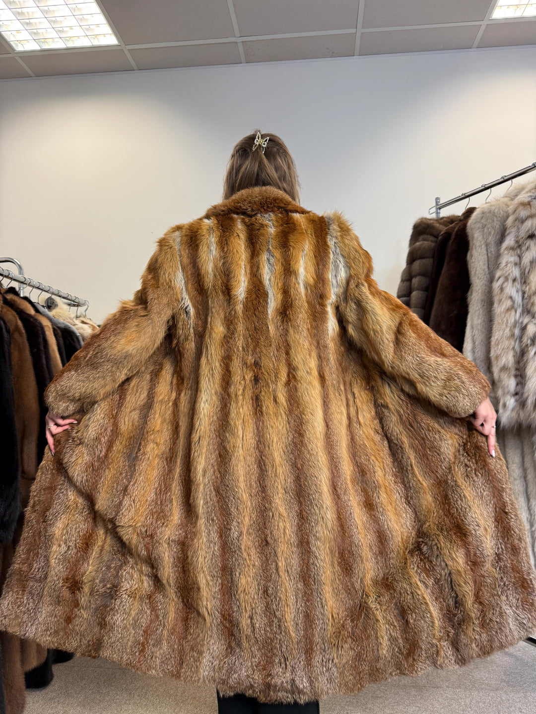 Long Red Fox Fur Coat, Small Size, Red Fox Fur Coat, Fox Fur Coat, Real Fox Fur Coat, Vintage Fur Coat, Red Fox Fur Jacket, Canadian Fox Fur
