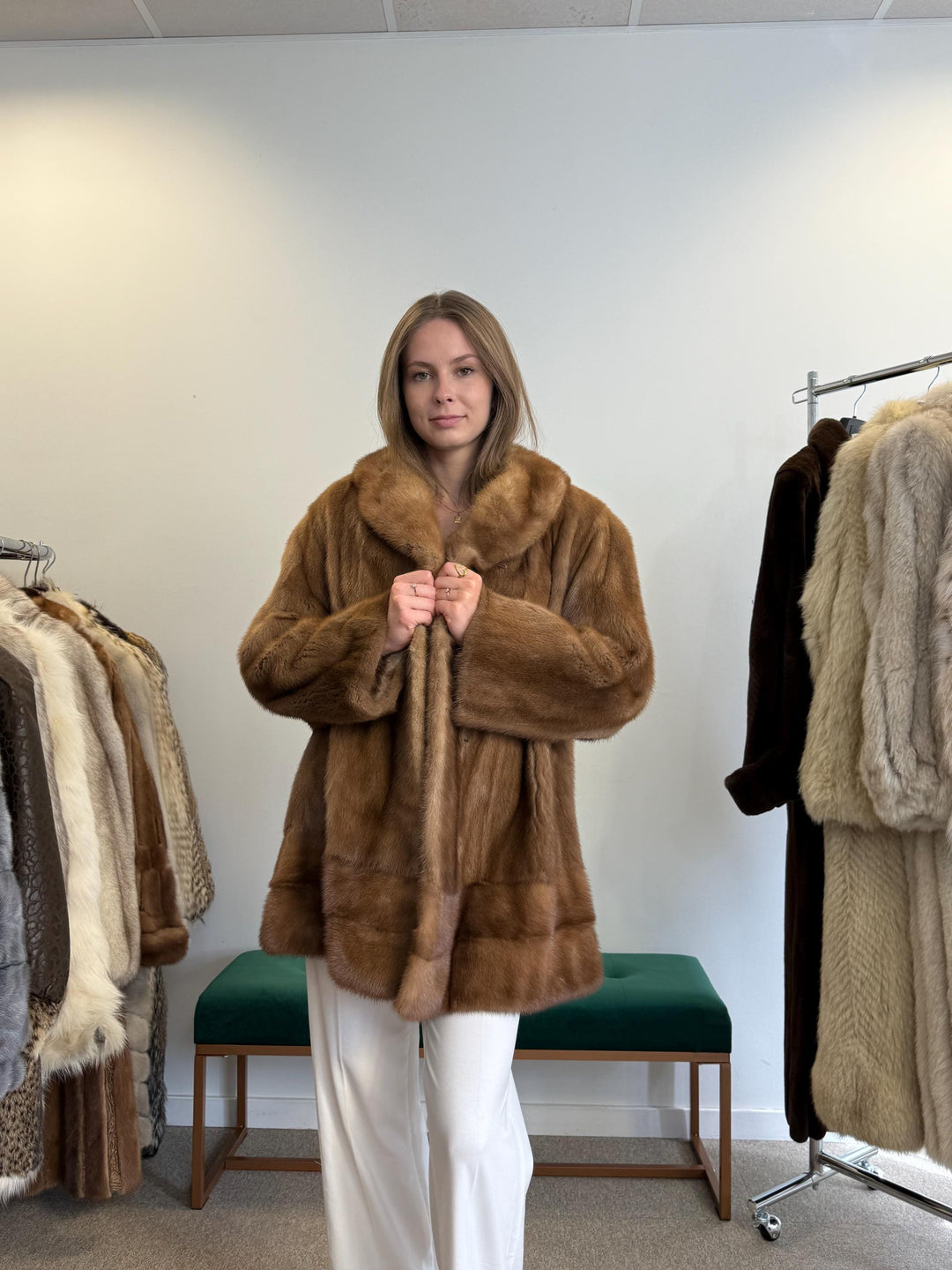Light Pastel Mink Jacket, XXL Size, Mink Fur Jacket, Brown Mink Jacket, Women's Fur Jacket, Vintage Fur Coat, Real Fur Jacket, Pastel Mink