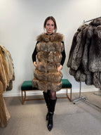 Women's Brown Lamb fur vest, size M