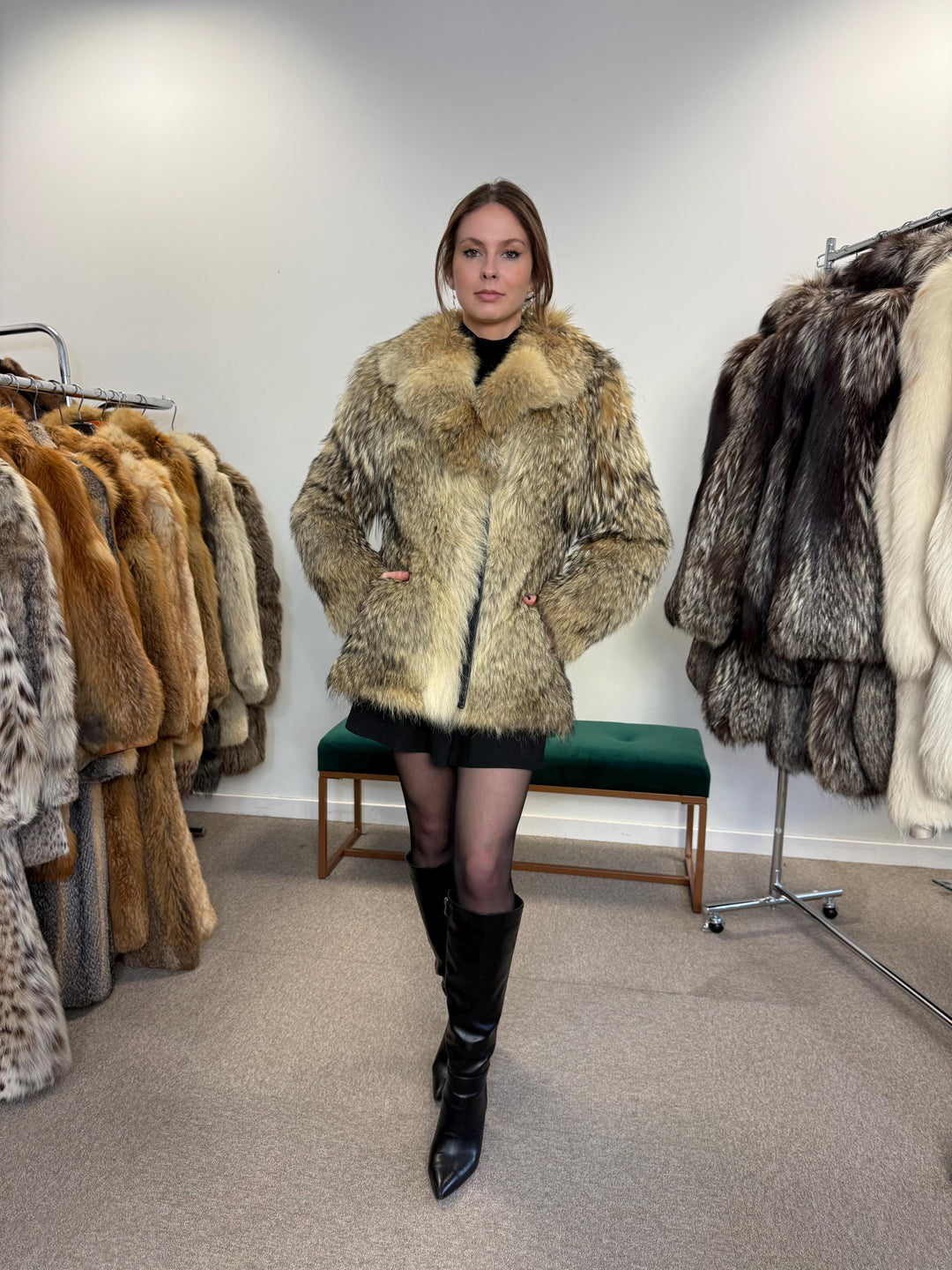 Coyote Fur Jacket, Small Size, Women's Fur Coat, Real Coyote Fur Coat, Coyote Coat Women, Vintage Fur Coat, Coyote Fur Coat, Real Fur Jacket