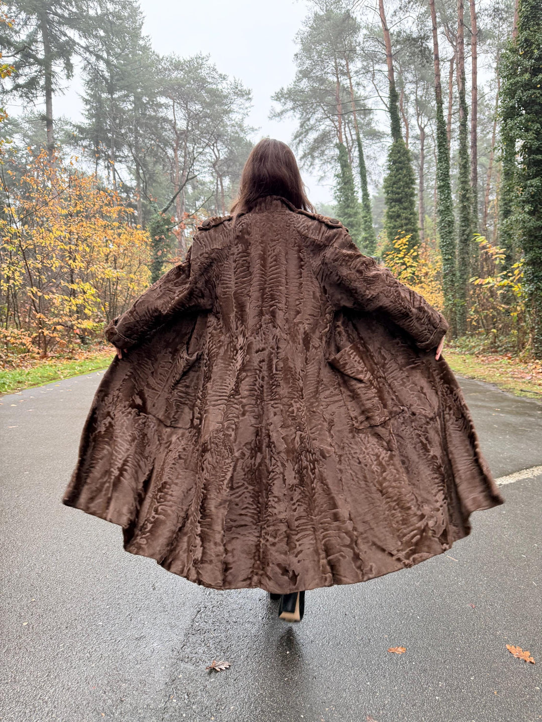 Full Length Astrakhan Fur Coat, 3XL Size, Unisex Fur Coat, Real Fur Coat, Long Fur Coat, Vintage Fur Coat, Thick Fur Coat, Brown Fur Coat