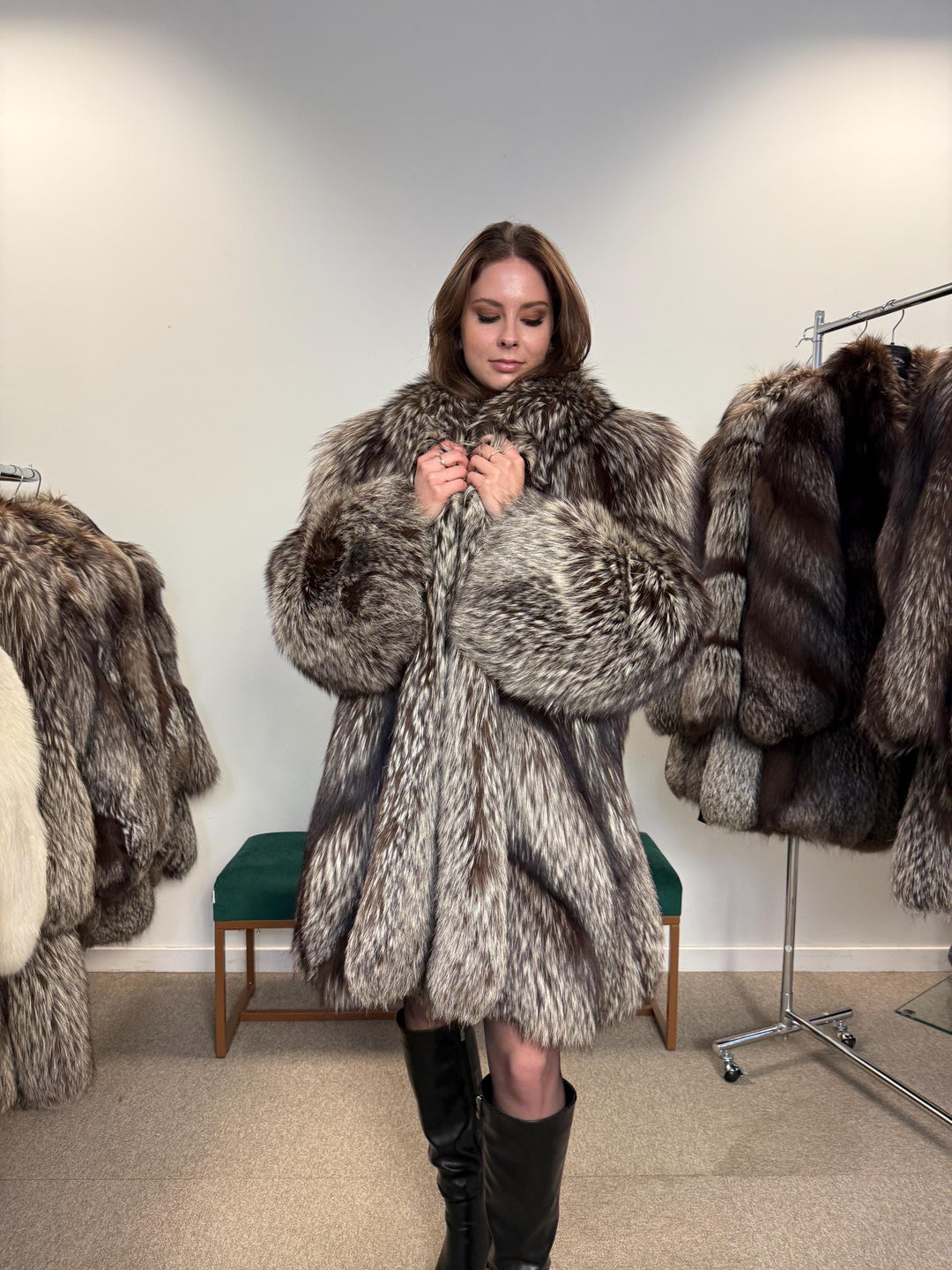 Silver Fox Fur Coat, XL Size, Real Fur Coat, Vintage Fox Fur, Fox Silver Coat, Women Fox Fur Coat, Real Fox, Nordic Fox, Elegant Fox Fur