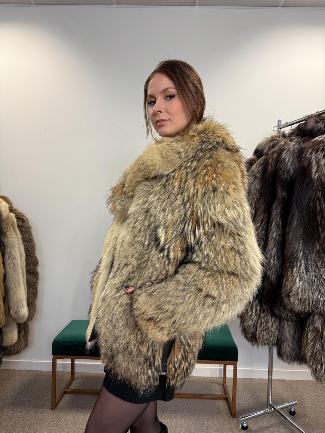 Coyote Fur Jacket, Small Size, Women's Fur Coat, Real Coyote Fur Coat, Coyote Coat Women, Vintage Fur Coat, Coyote Fur Coat, Real Fur Jacket