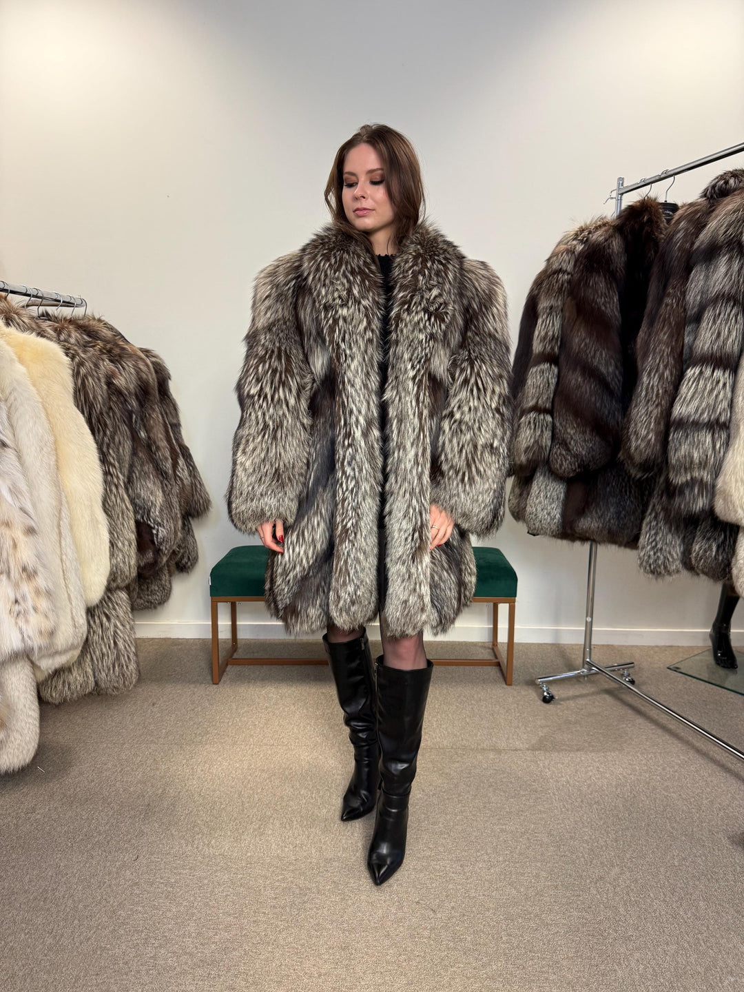 Silver Fox Fur Coat, XL Size, Real Fur Coat, Vintage Fox Fur, Fox Silver Coat, Women Fox Fur Coat, Real Fox, Nordic Fox, Elegant Fox Fur
