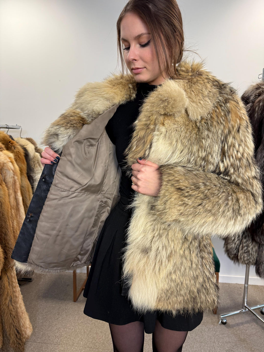 Coyote Fur Jacket, Small Size, Women's Fur Coat, Real Coyote Fur Coat, Coyote Coat Women, Vintage Fur Coat, Coyote Fur Coat, Real Fur Jacket