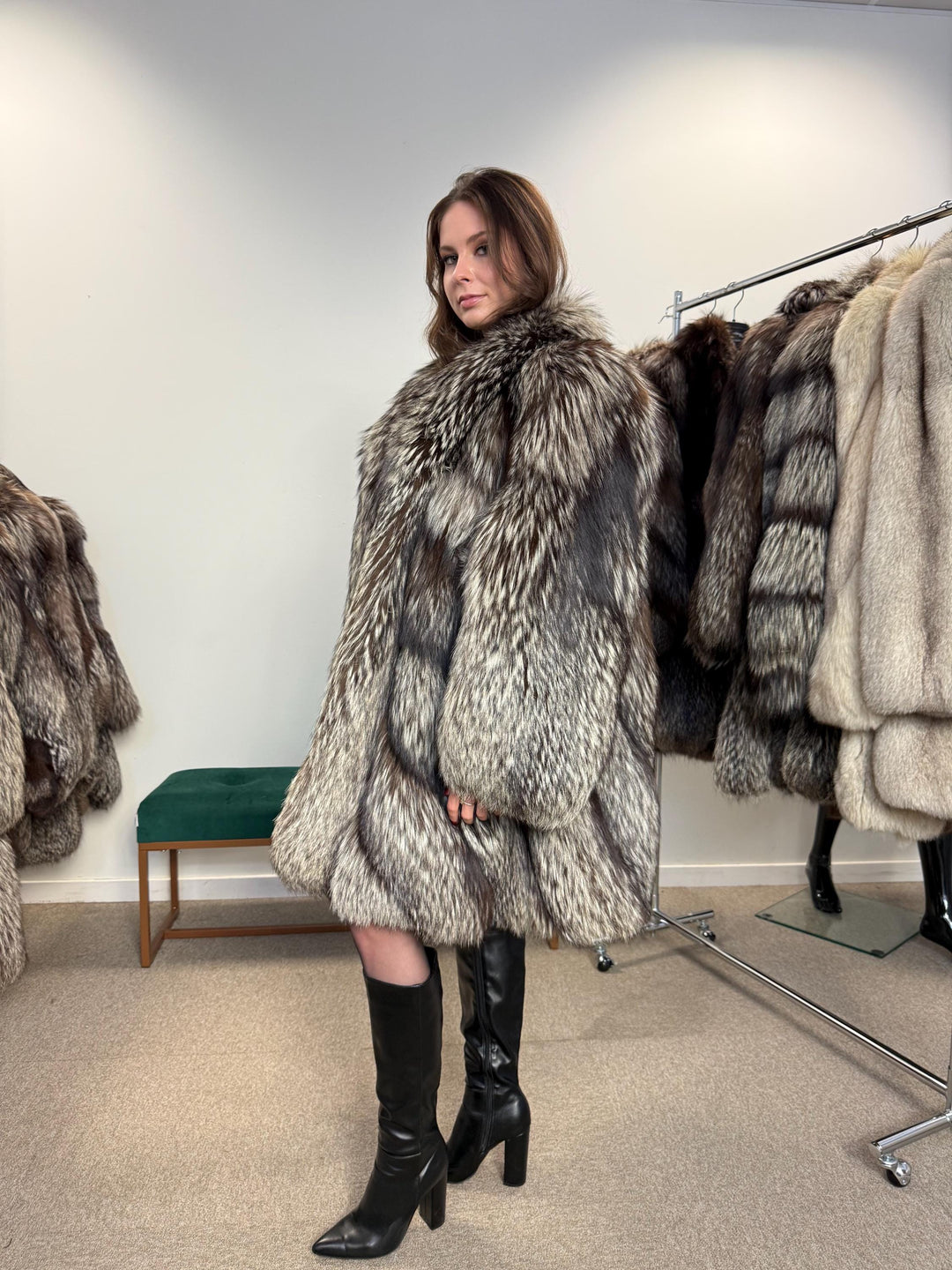 Silver Fox Fur Coat, XL Size, Real Fur Coat, Vintage Fox Fur, Fox Silver Coat, Women Fox Fur Coat, Real Fox, Nordic Fox, Elegant Fox Fur