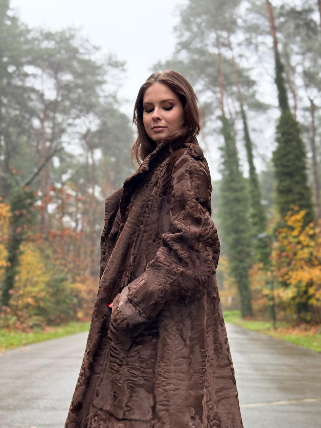 Full Length Astrakhan Fur Coat, 3XL Size, Unisex Fur Coat, Real Fur Coat, Long Fur Coat, Vintage Fur Coat, Thick Fur Coat, Brown Fur Coat