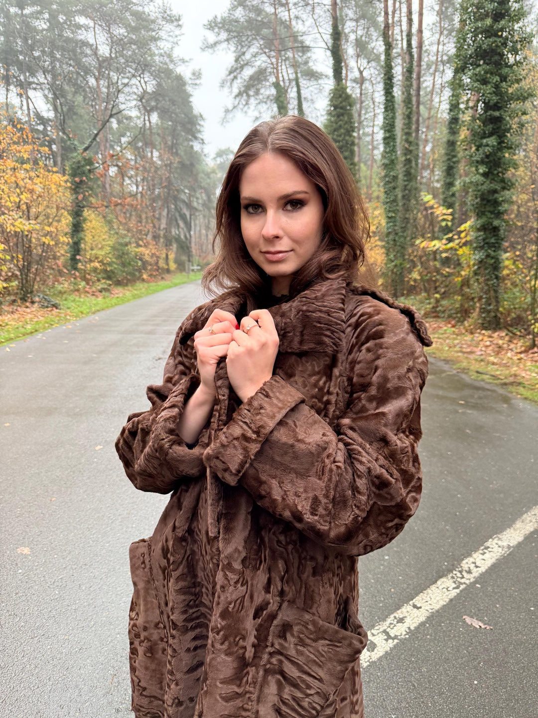Full Length Astrakhan Fur Coat, 3XL Size, Unisex Fur Coat, Real Fur Coat, Long Fur Coat, Vintage Fur Coat, Thick Fur Coat, Brown Fur Coat