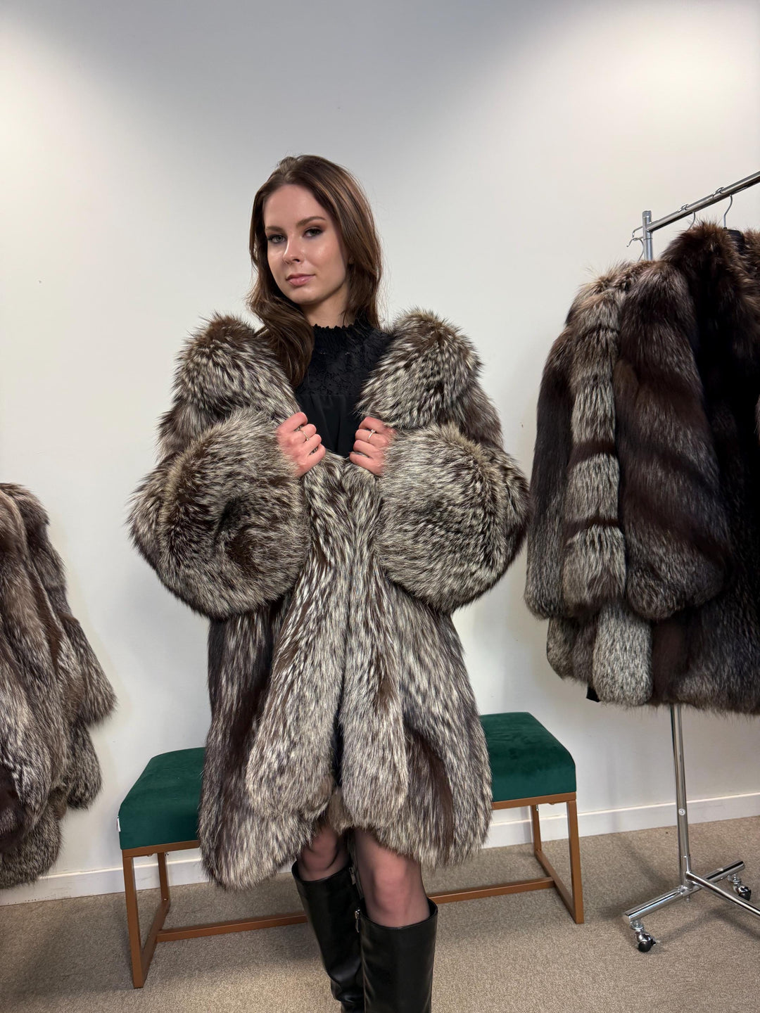 Silver Fox Fur Coat, XL Size, Real Fur Coat, Vintage Fox Fur, Fox Silver Coat, Women Fox Fur Coat, Real Fox, Nordic Fox, Elegant Fox Fur