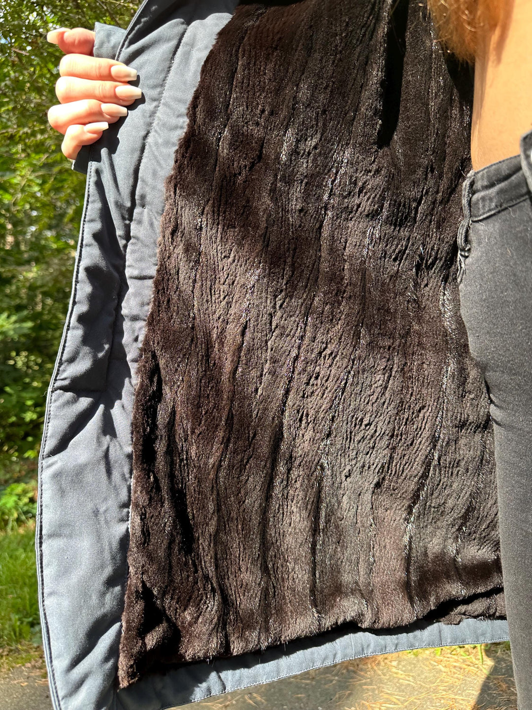 Grey Winter Coat with Sheared Fur Lining, Large Size, Premium Quality, Warm and Luxurious, Excellent Condition, Perfect for Cold Weather