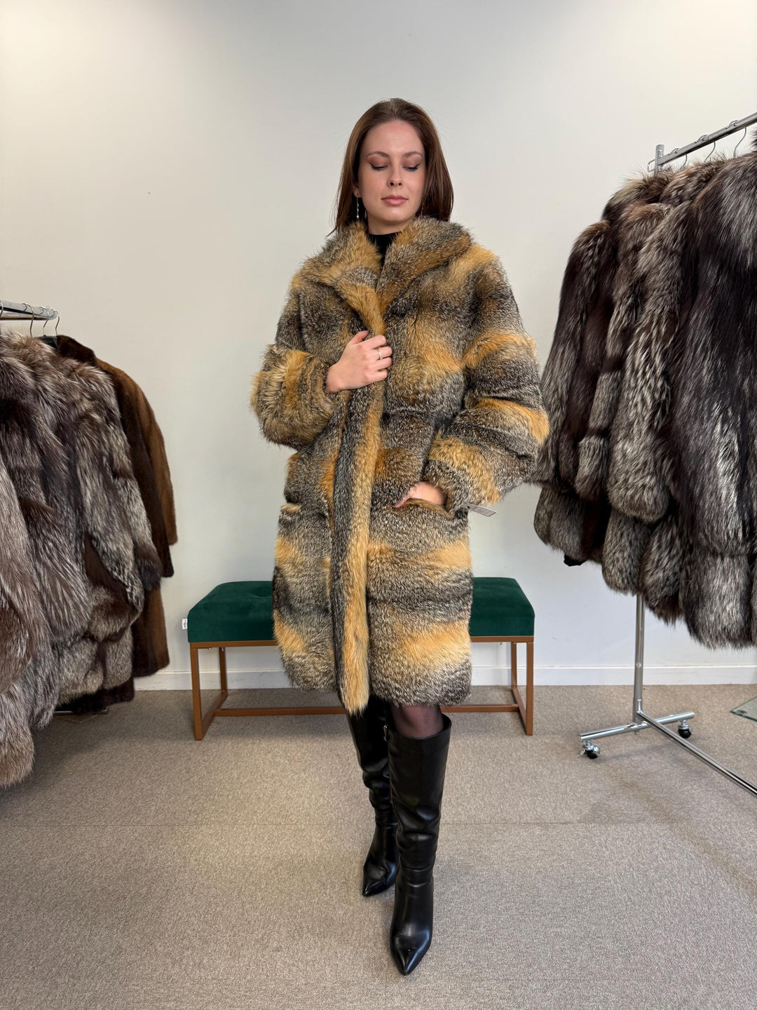 Grey Fox Fur Coat, XL Size, Women's Fur Coat, Real Fox Fur Coat, Vintage Fur Coat, Real Fur Jacket, Grey Fox Fur, Cross Fox Coat, Soft Fur