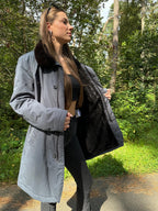 Grey Sheared Fur Coat, Size L