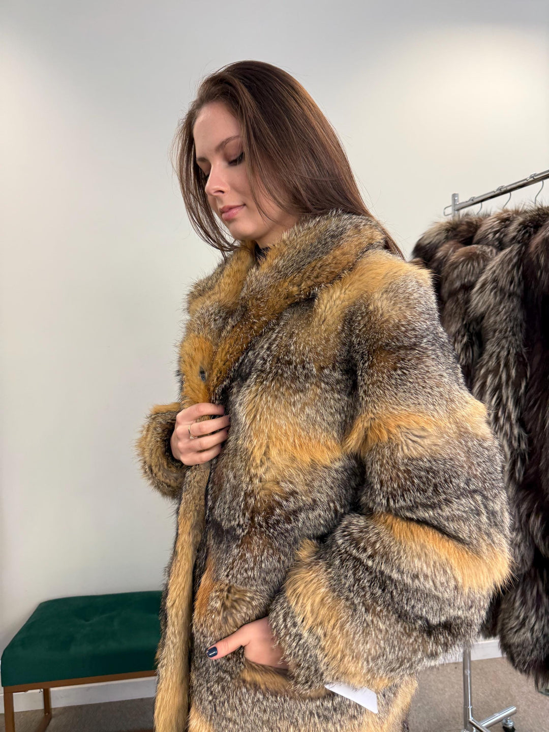 Grey Fox Fur Coat, XL Size, Women's Fur Coat, Real Fox Fur Coat, Vintage Fur Coat, Real Fur Jacket, Grey Fox Fur, Cross Fox Coat, Soft Fur