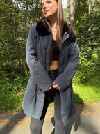 Grey Sheared Fur Coat, Size L