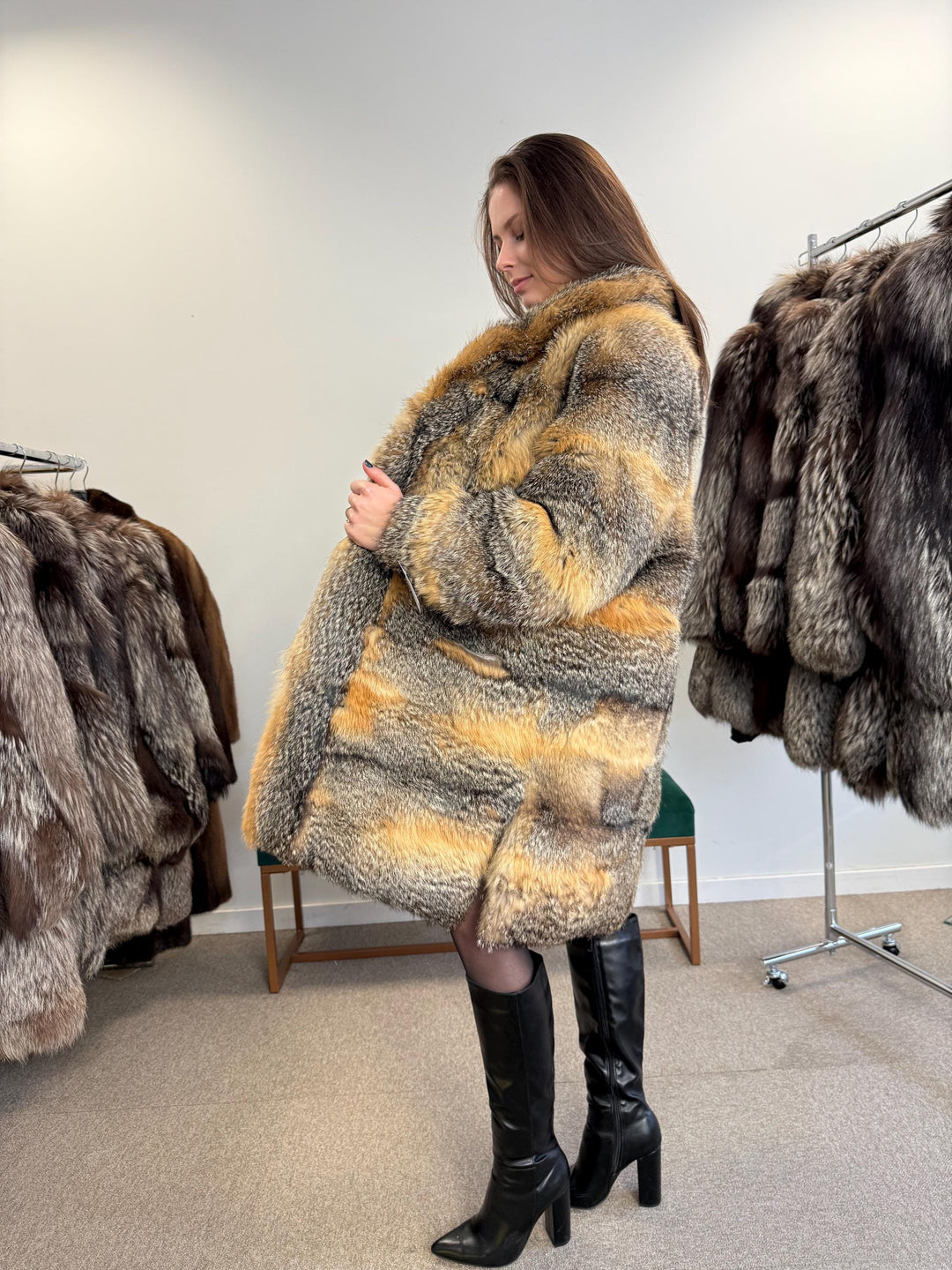 Grey Fox Fur Coat, XL Size, Women's Fur Coat, Real Fox Fur Coat, Vintage Fur Coat, Real Fur Jacket, Grey Fox Fur, Cross Fox Coat, Soft Fur