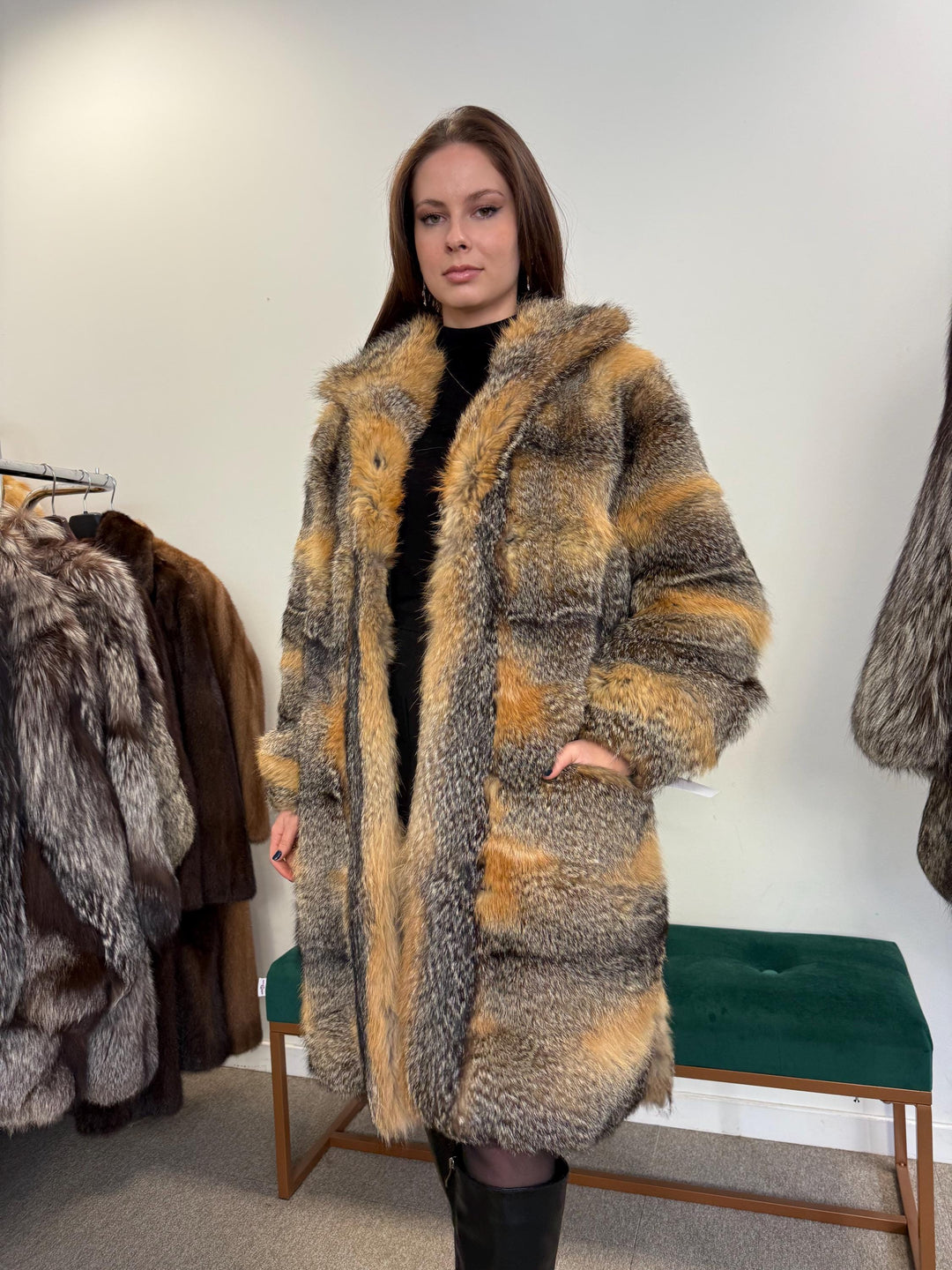 Grey Fox Fur Coat, XL Size, Women's Fur Coat, Real Fox Fur Coat, Vintage Fur Coat, Real Fur Jacket, Grey Fox Fur, Cross Fox Coat, Soft Fur